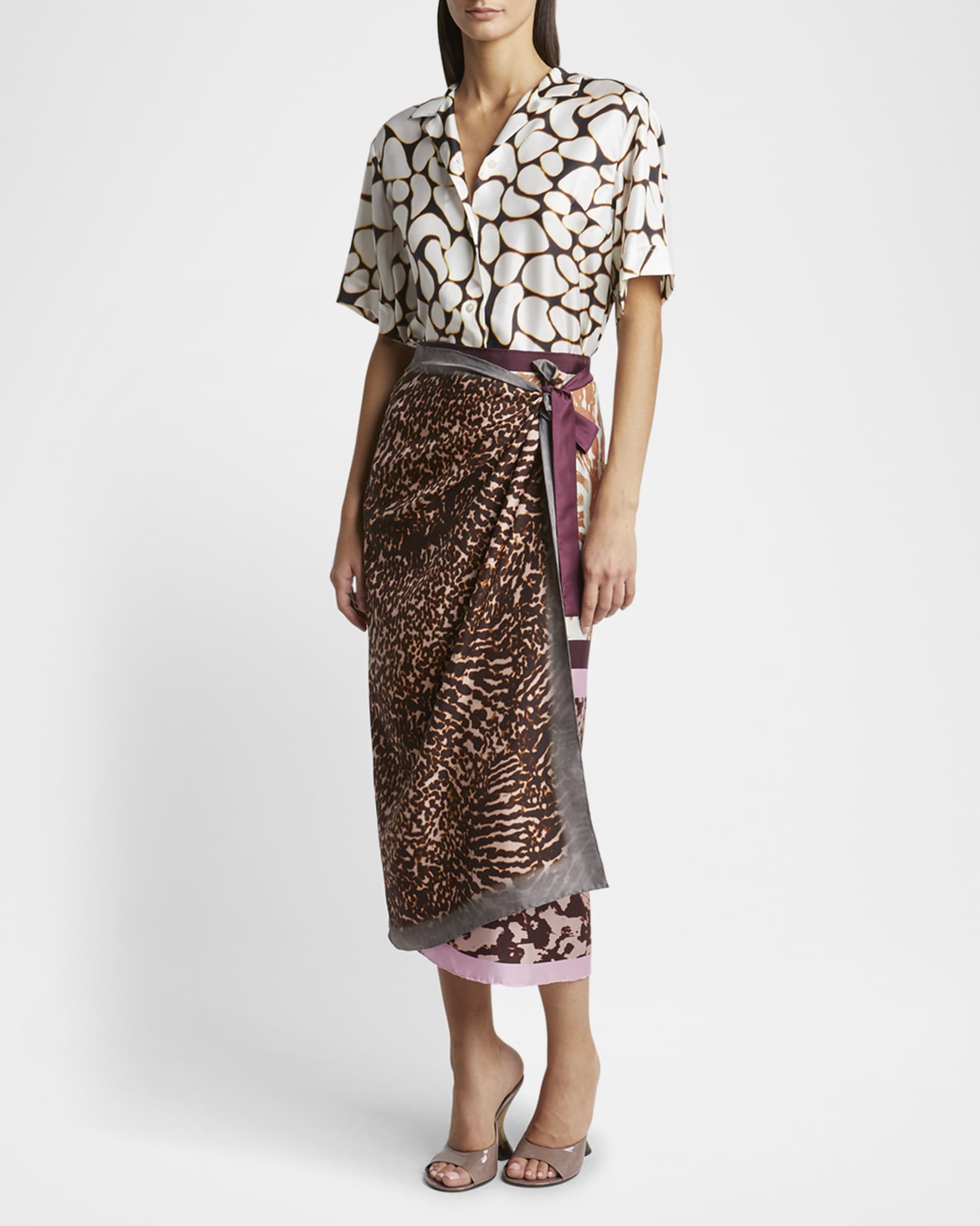 Printed Silk Midi Wrap Skirt 1