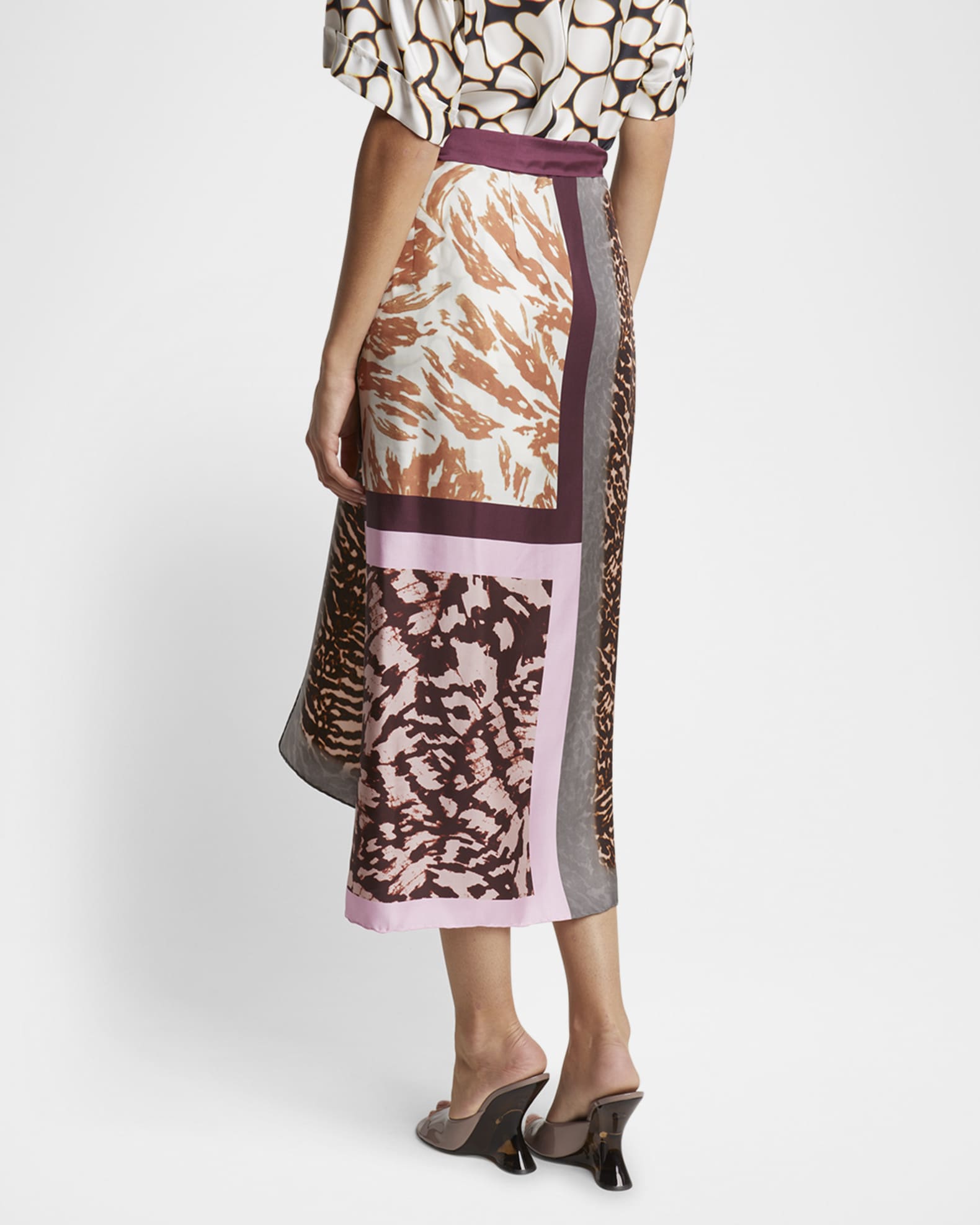 Dries Van Noten Printed Silk Midi Wrap Skirt | Neiman Marcus