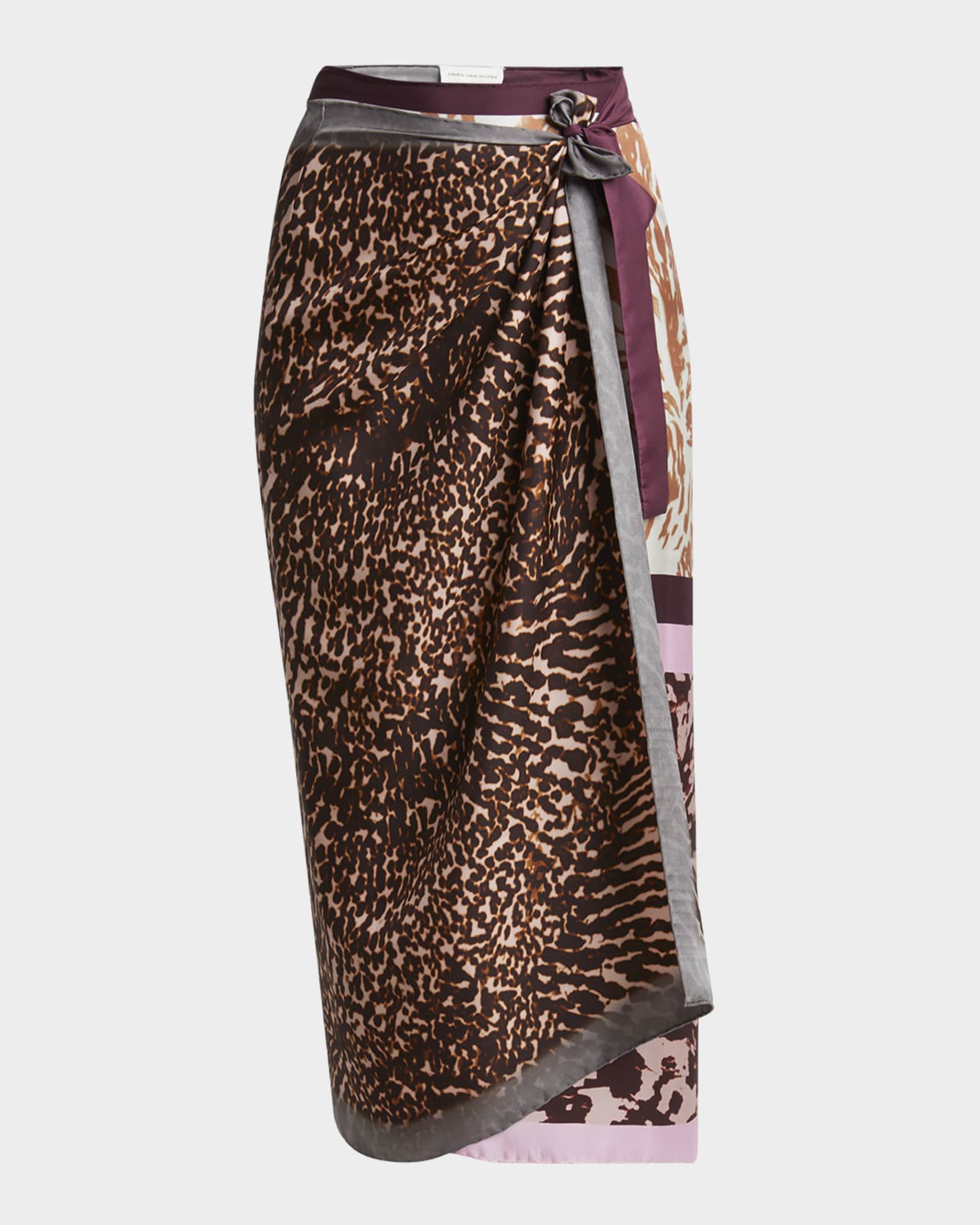 Printed Silk Midi Wrap Skirt 0