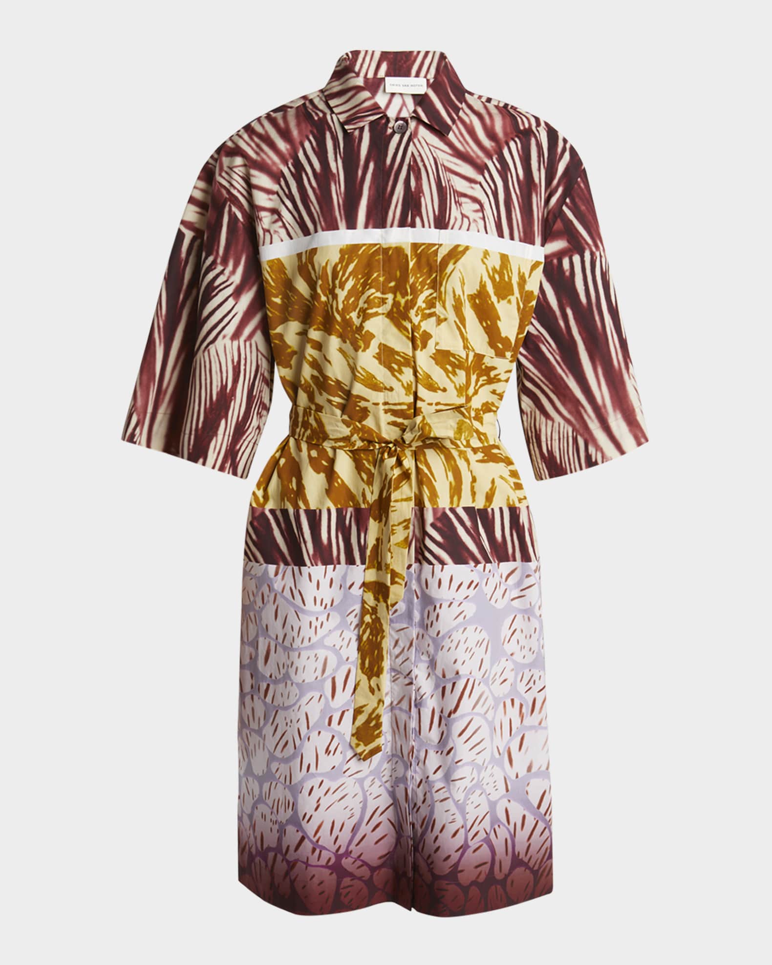 Doralia Printed Tie-Belt Shirtdress  0