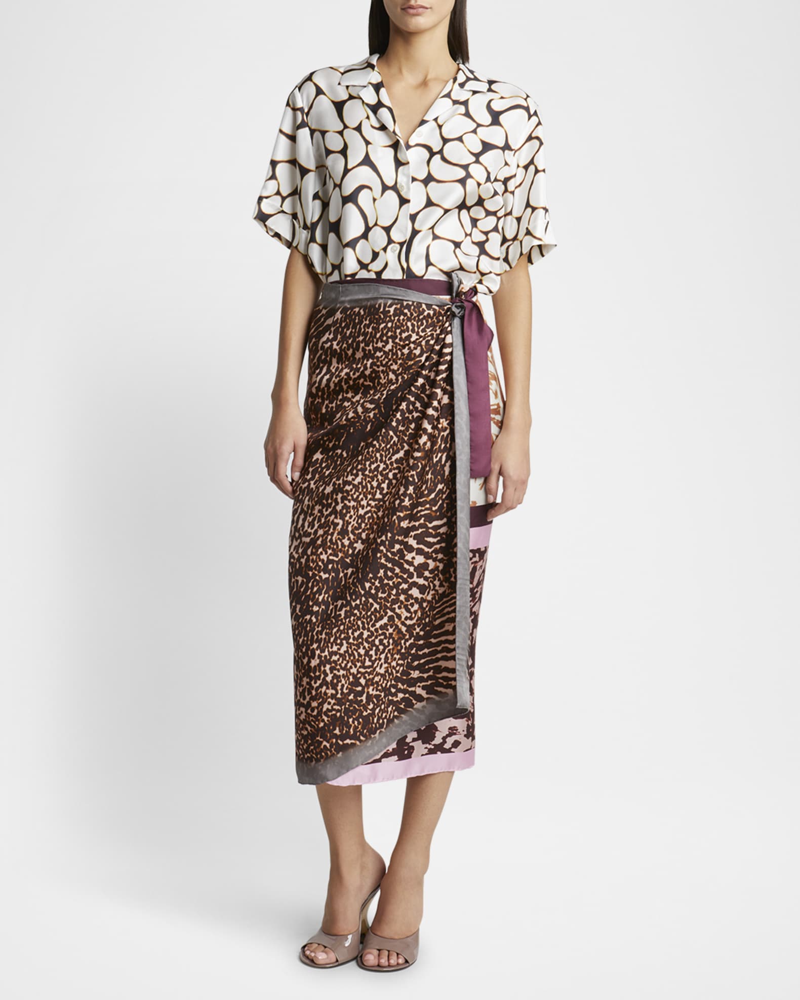 Clive Printed Button Down Silk Shirt 1