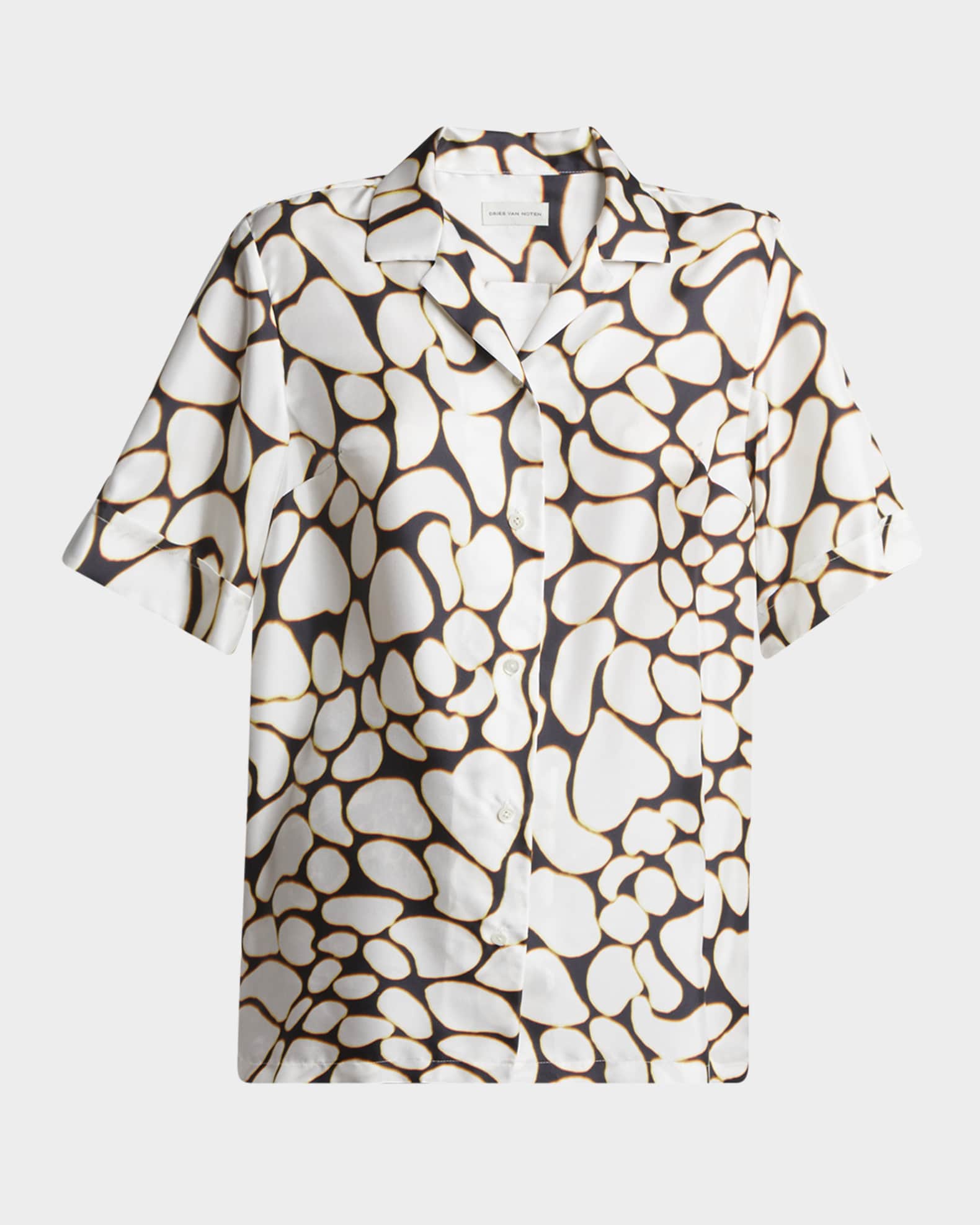 Clive Printed Button Down Silk Shirt 0