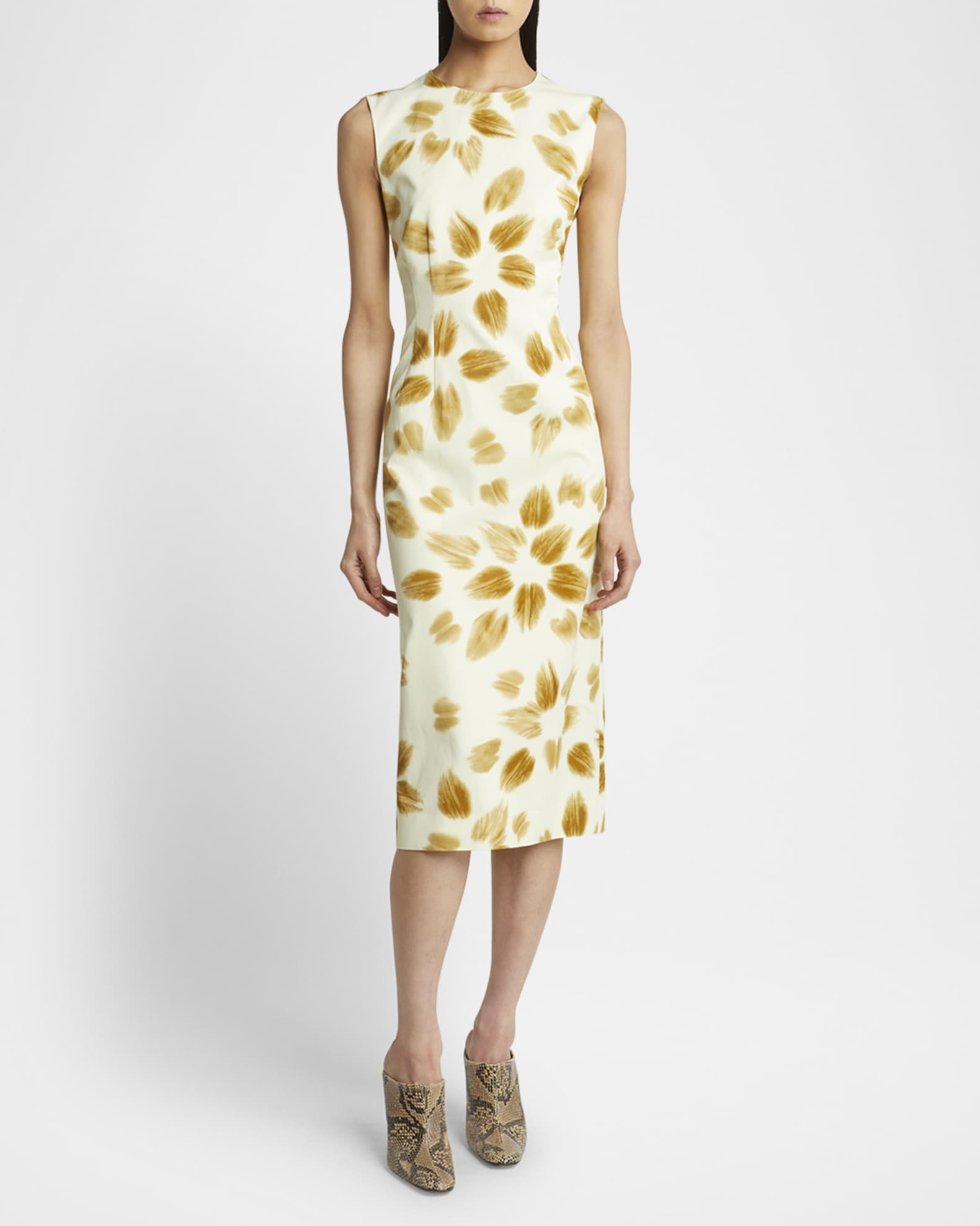 Delavina Printed Sheath Midi Dress 1