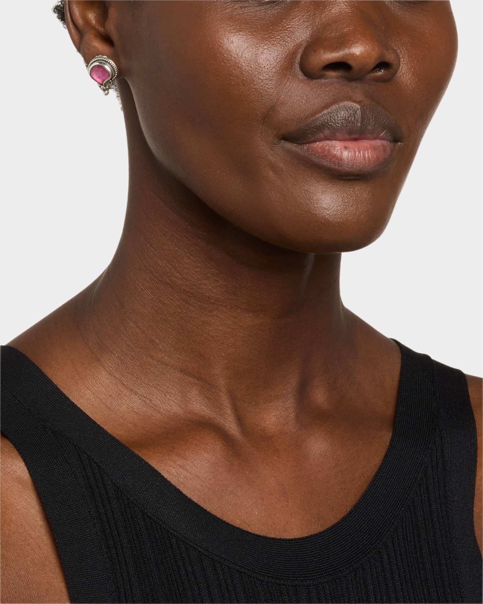 Konstantino Ivy Rock Crystal, Strawberry Quartz and MOP Stud Konstantino Ivy Rock Crystal, Strawberry Quartz and MOP Stud