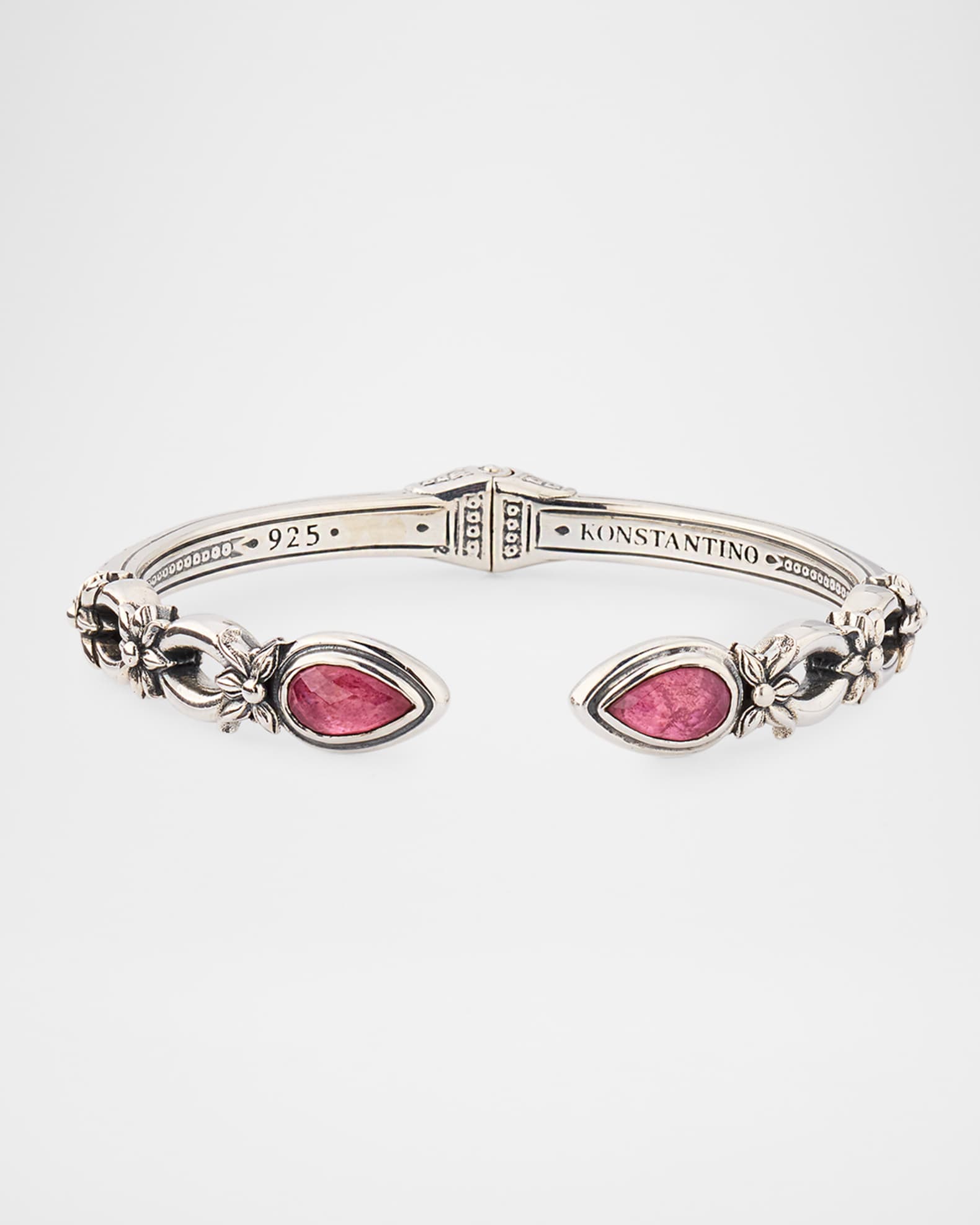 Ivy Rock Crystal, Strawberry Quartz and MOP Triplet Cuff Bracelet 0