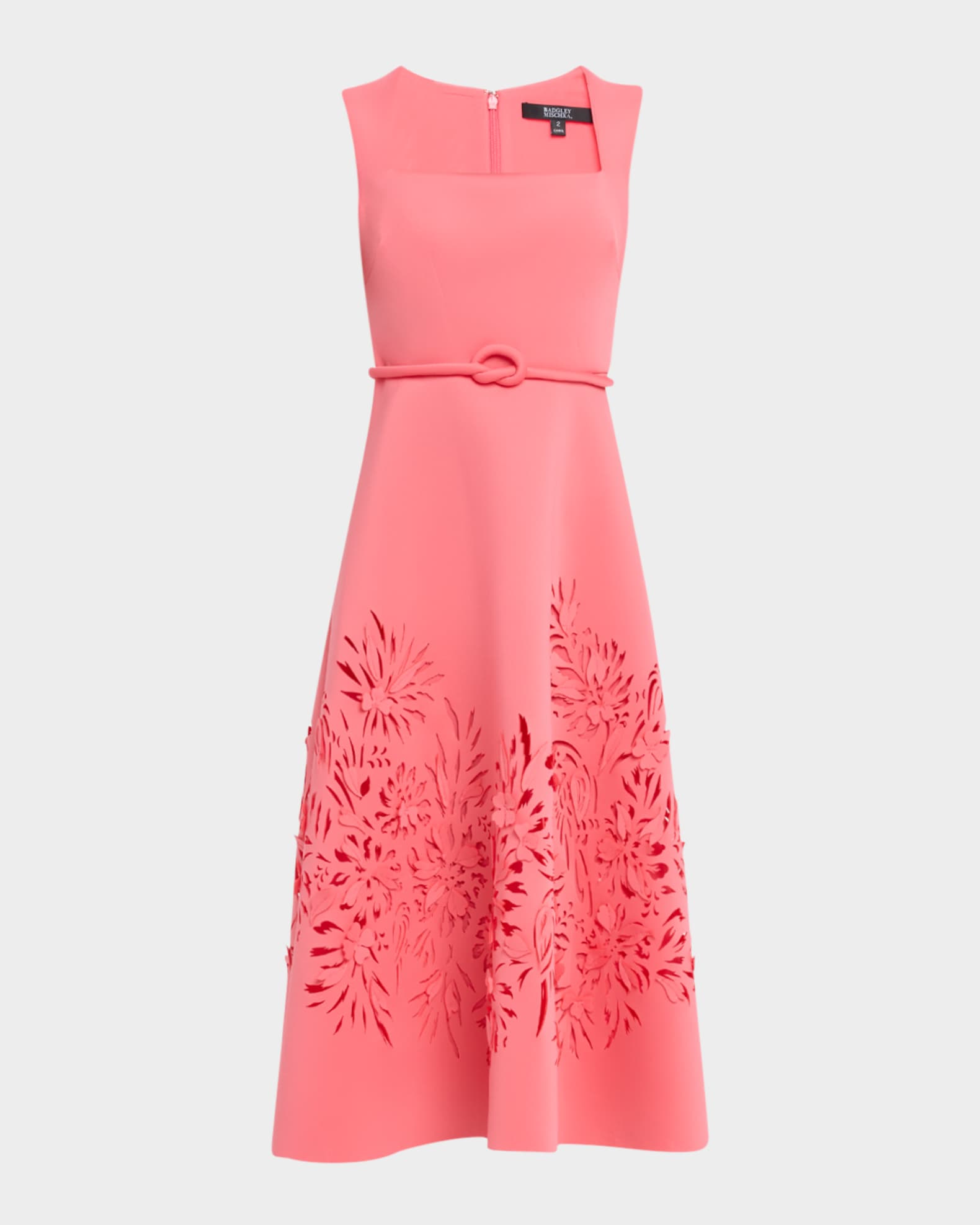 Cutout Square-Neck Scuba Midi Dress 0