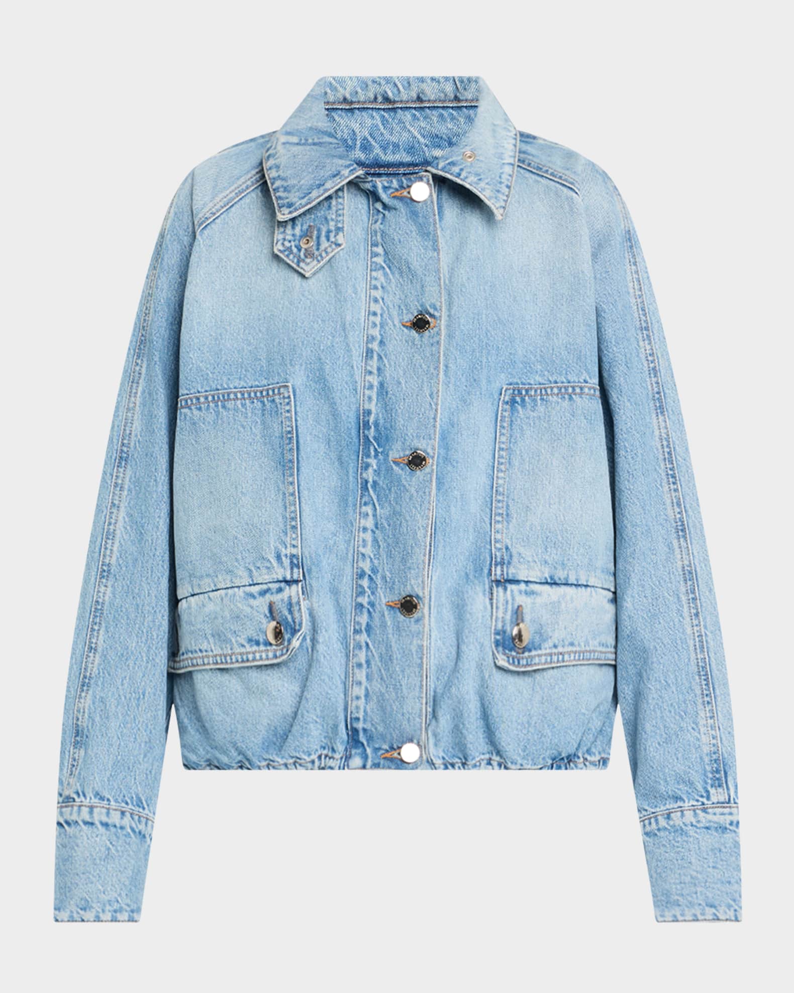 【U LAN】Vintage washed balloon collar denim jacket Vintage washed-out balloon collar denim jacket - U LAN