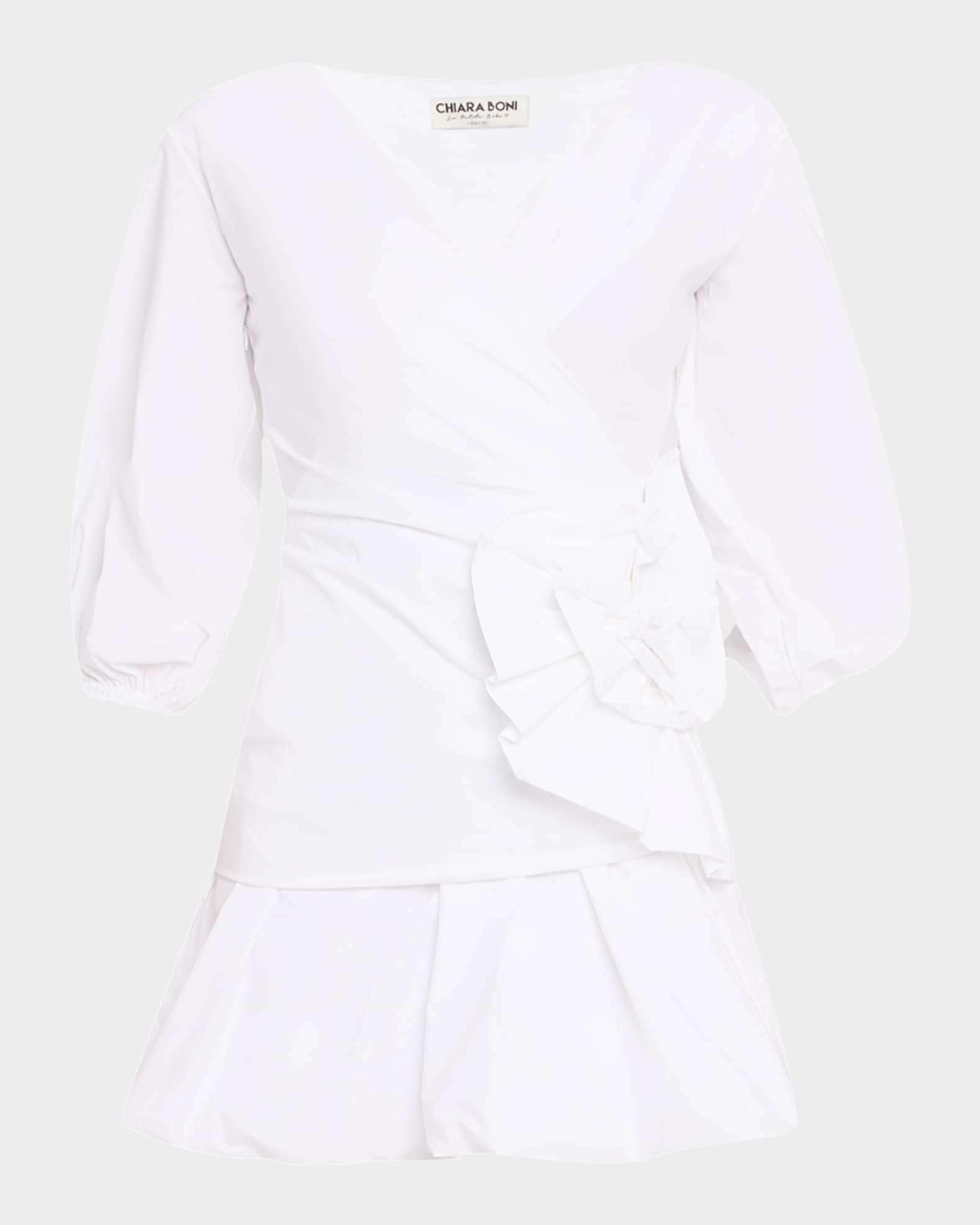 Flower Ruffle Bubble Mini Dress 0