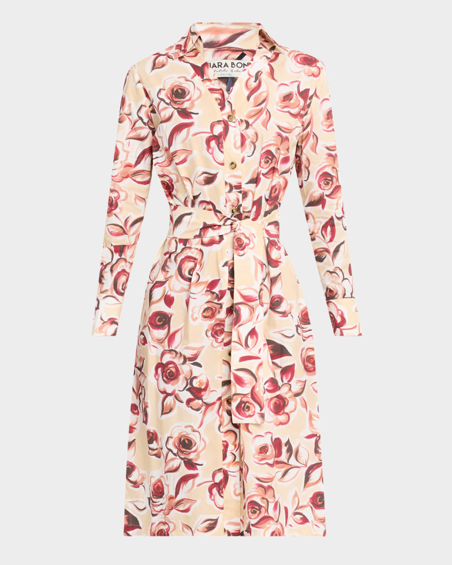 Belted Floral-Print Midi Shirtdress 0