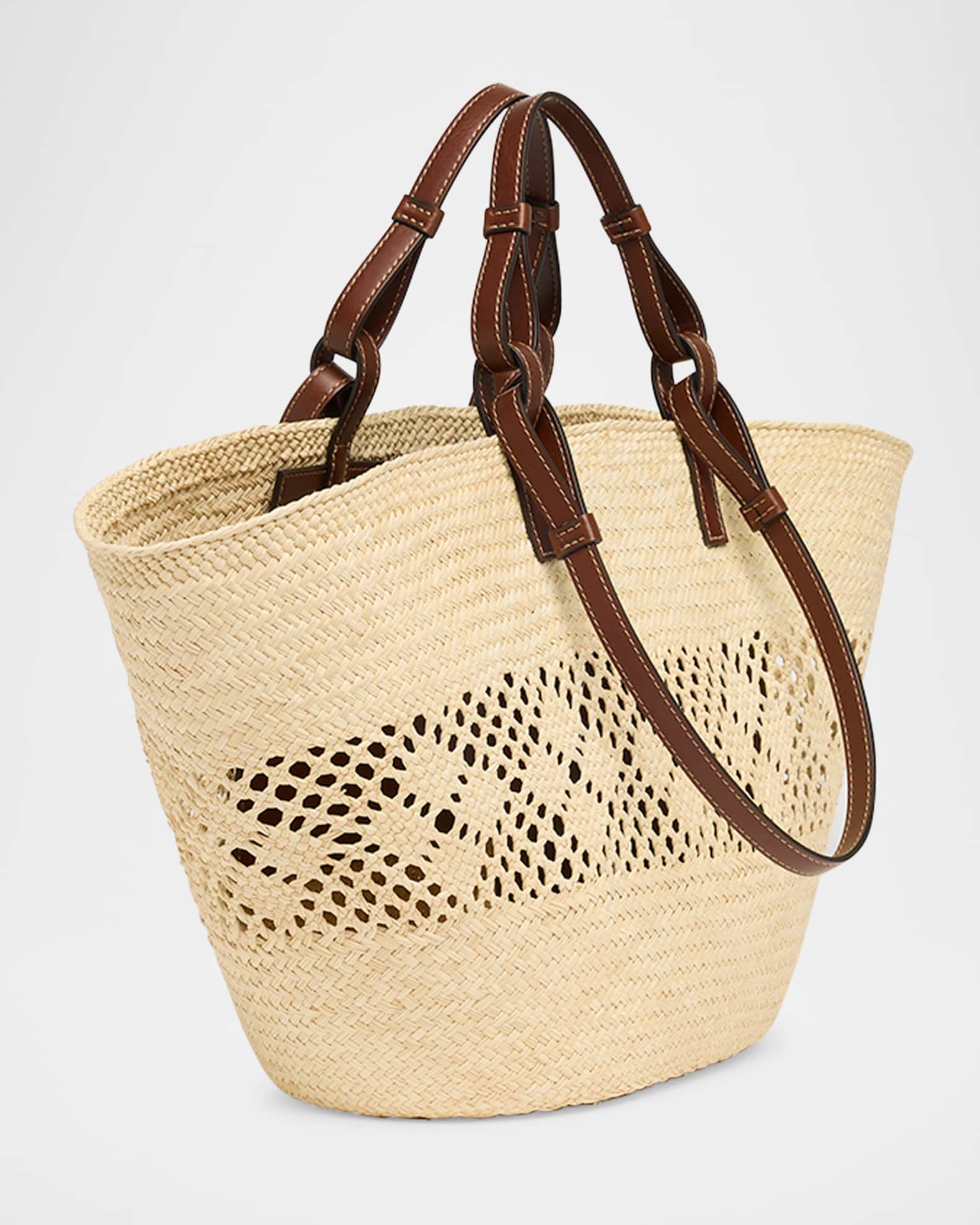 Stella McCartney Small Logo Raffia Basket Tote Bag | Neiman