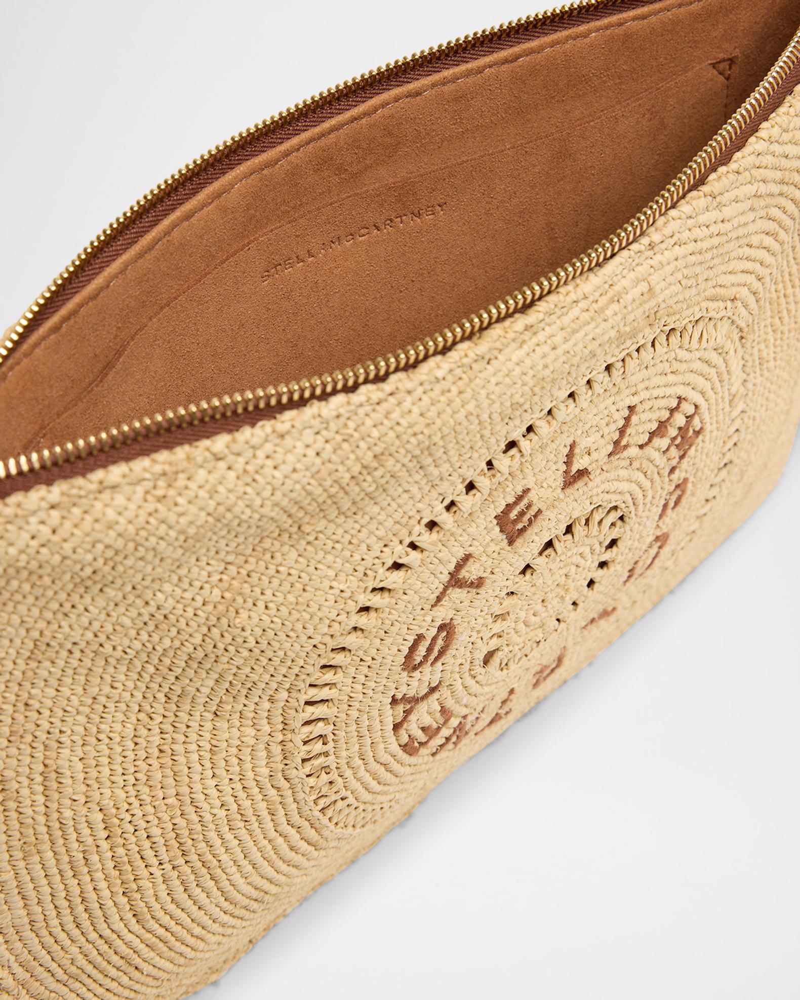 Stella McCartney スエード クラッチバッグ Stella McCartney Logo Crochet Raffia Pouch Bag | Neiman Marcus