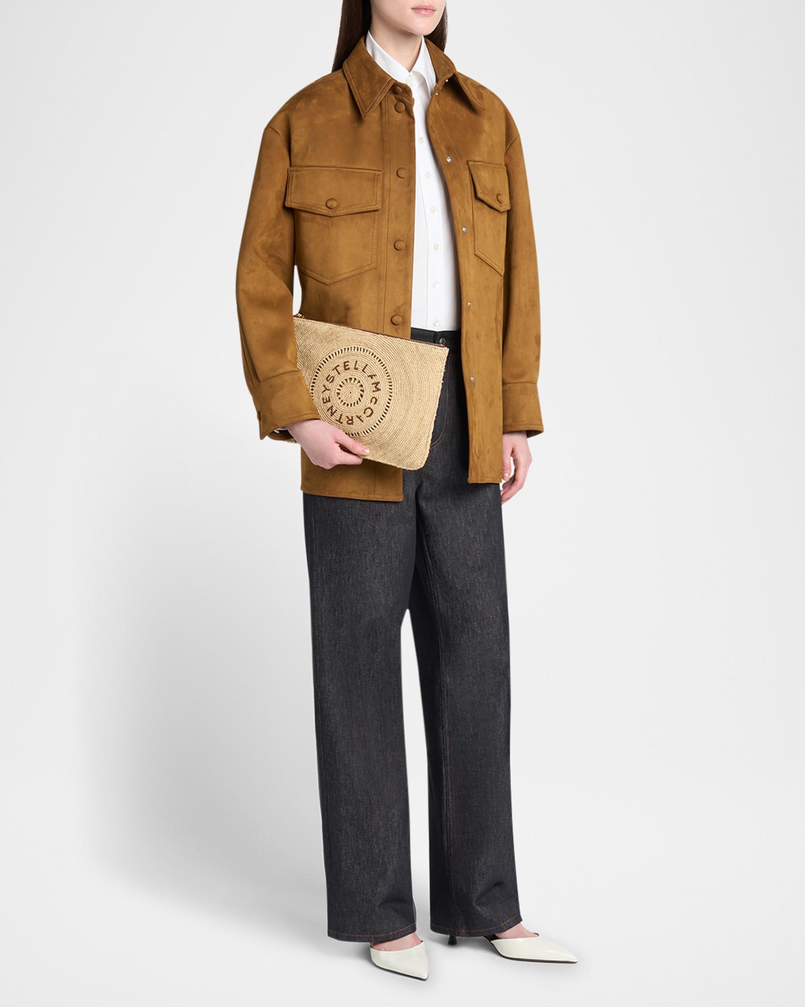 Stella McCartney Logo Crochet Raffia Pouch Bag | Neiman Marcus