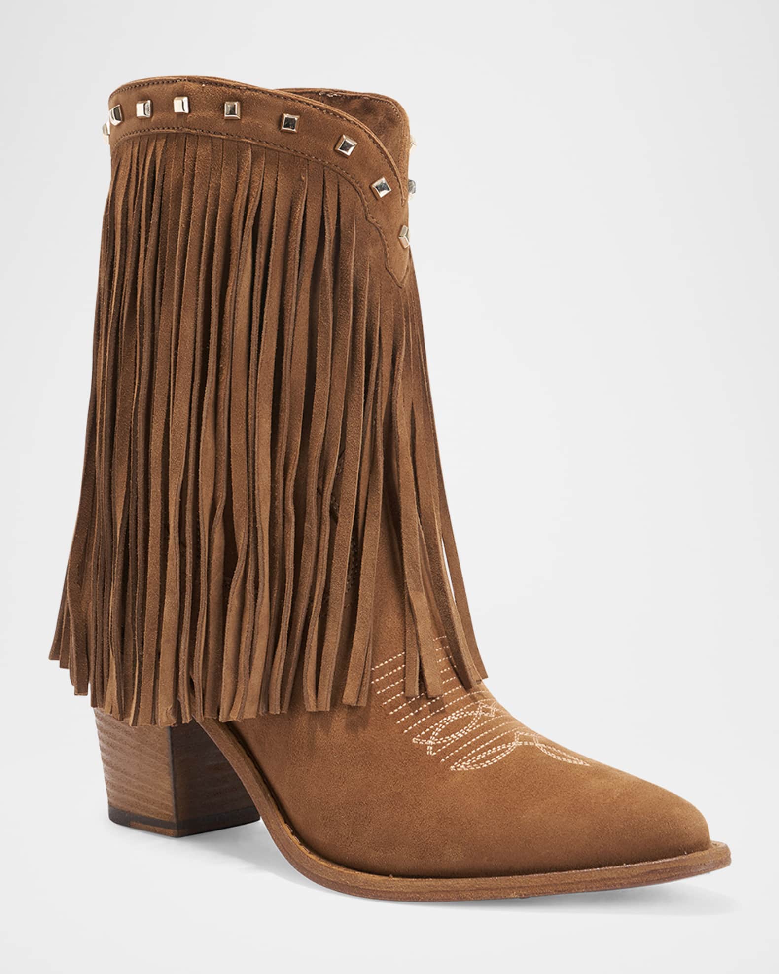 Hallee Suede Fringe Western Booties 1