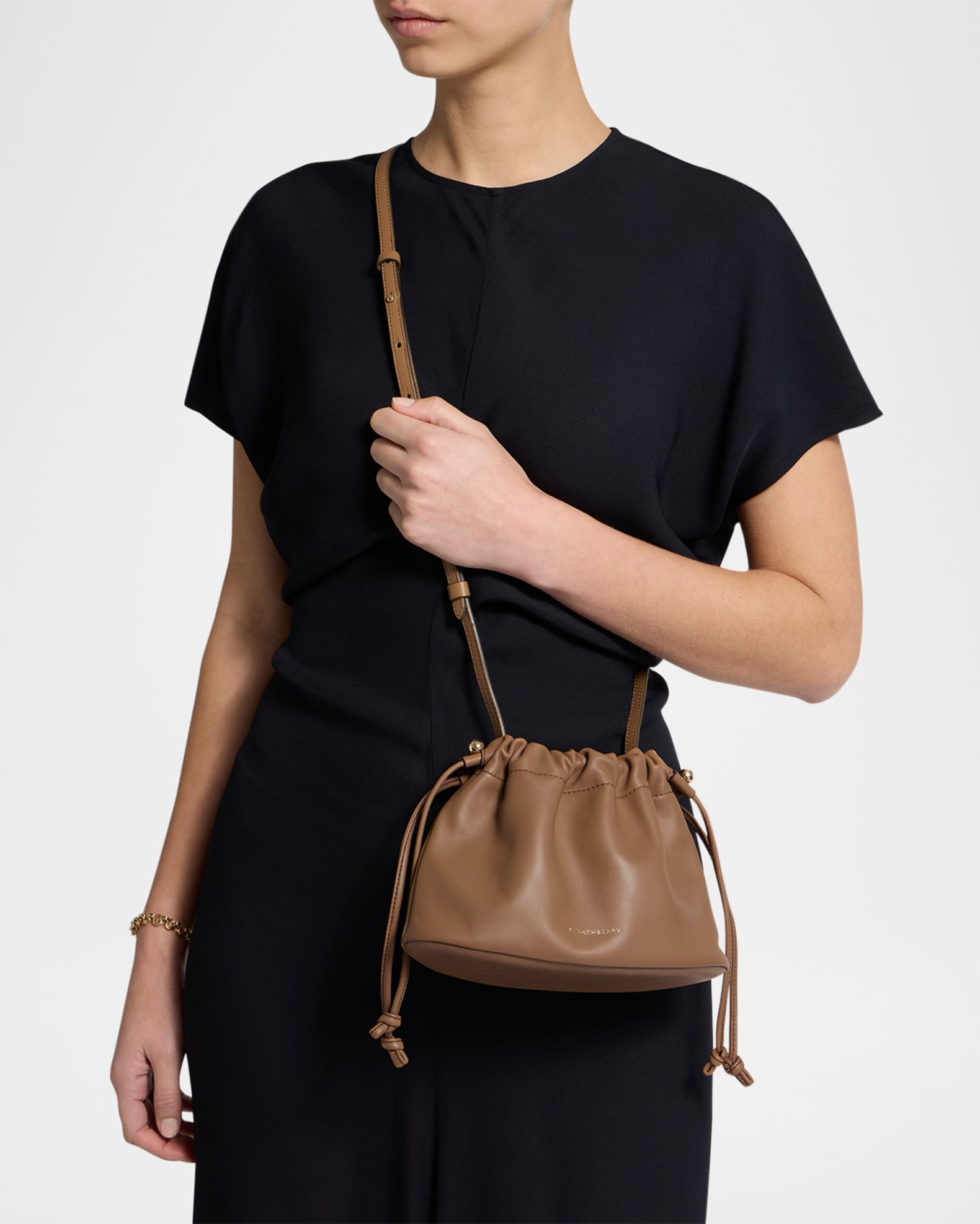 STRATHBERRY Charlotte Drawstring Leather Clutch Bag | Neiman