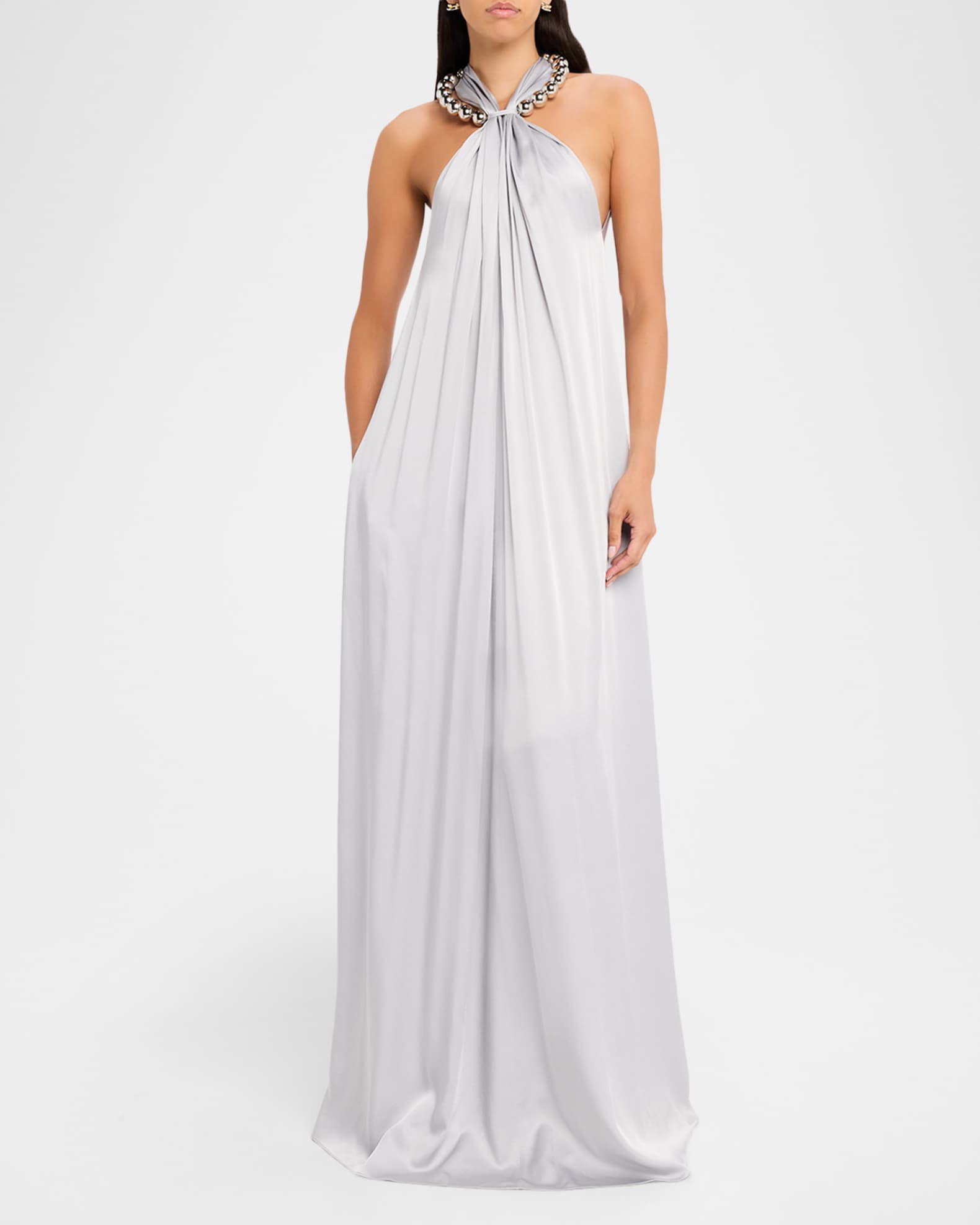 Ball-Collar Satin Halter Gown 1