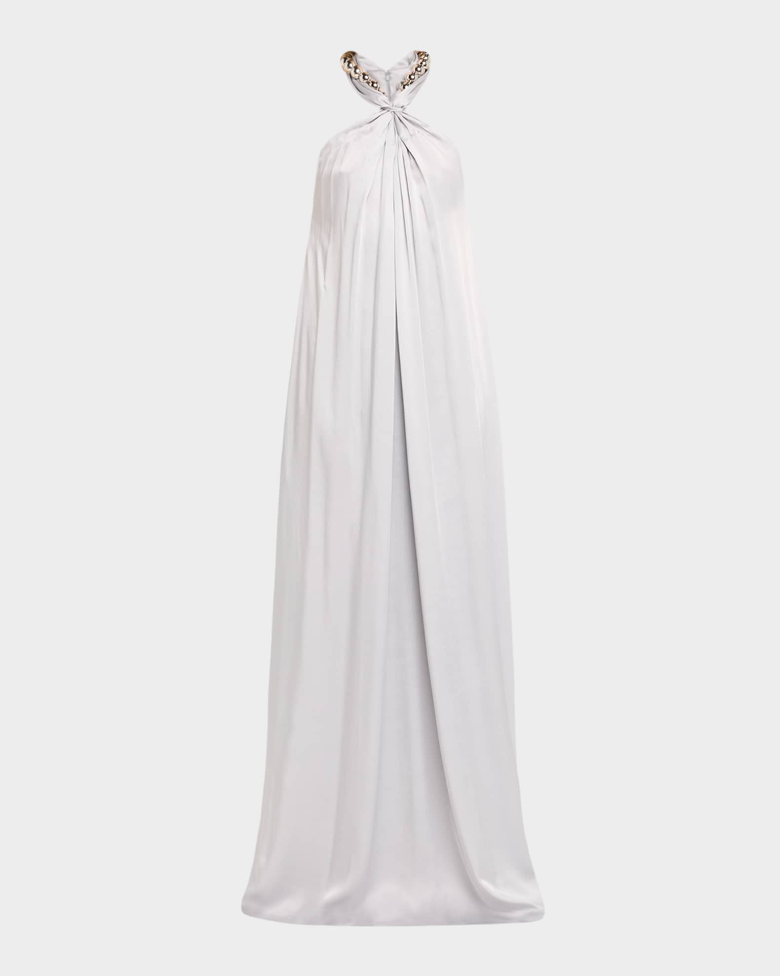 Stella McCartney Ball-Collar Satin Halter Gown | Neiman Marcus