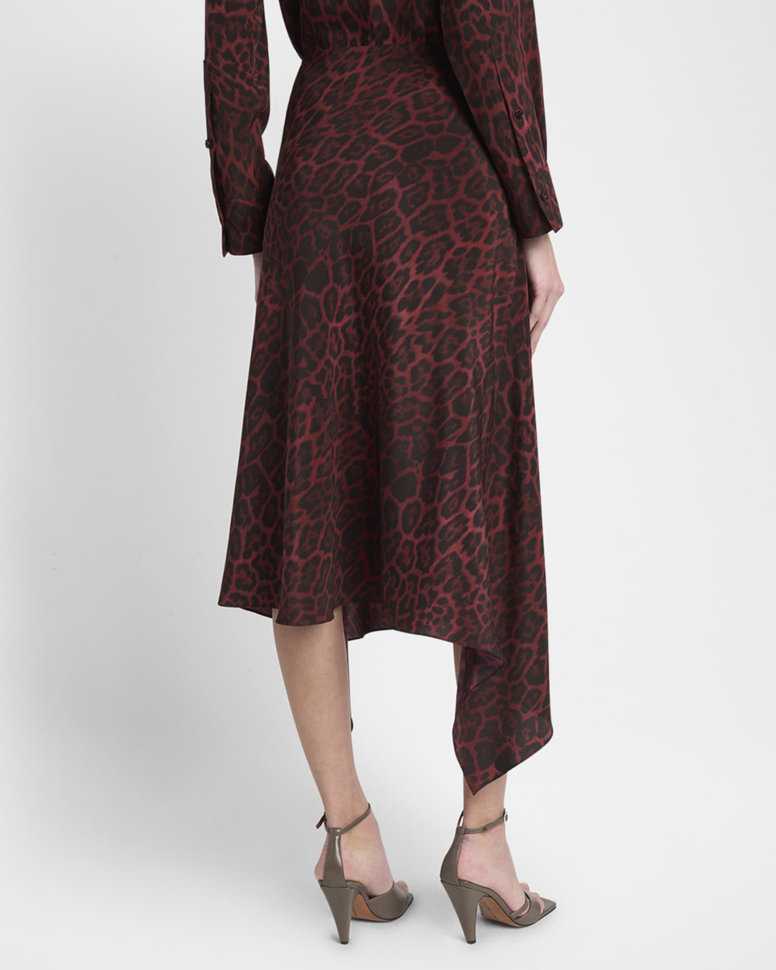 Stella McCartney Leopard Print Asymmetric Silk Skirt