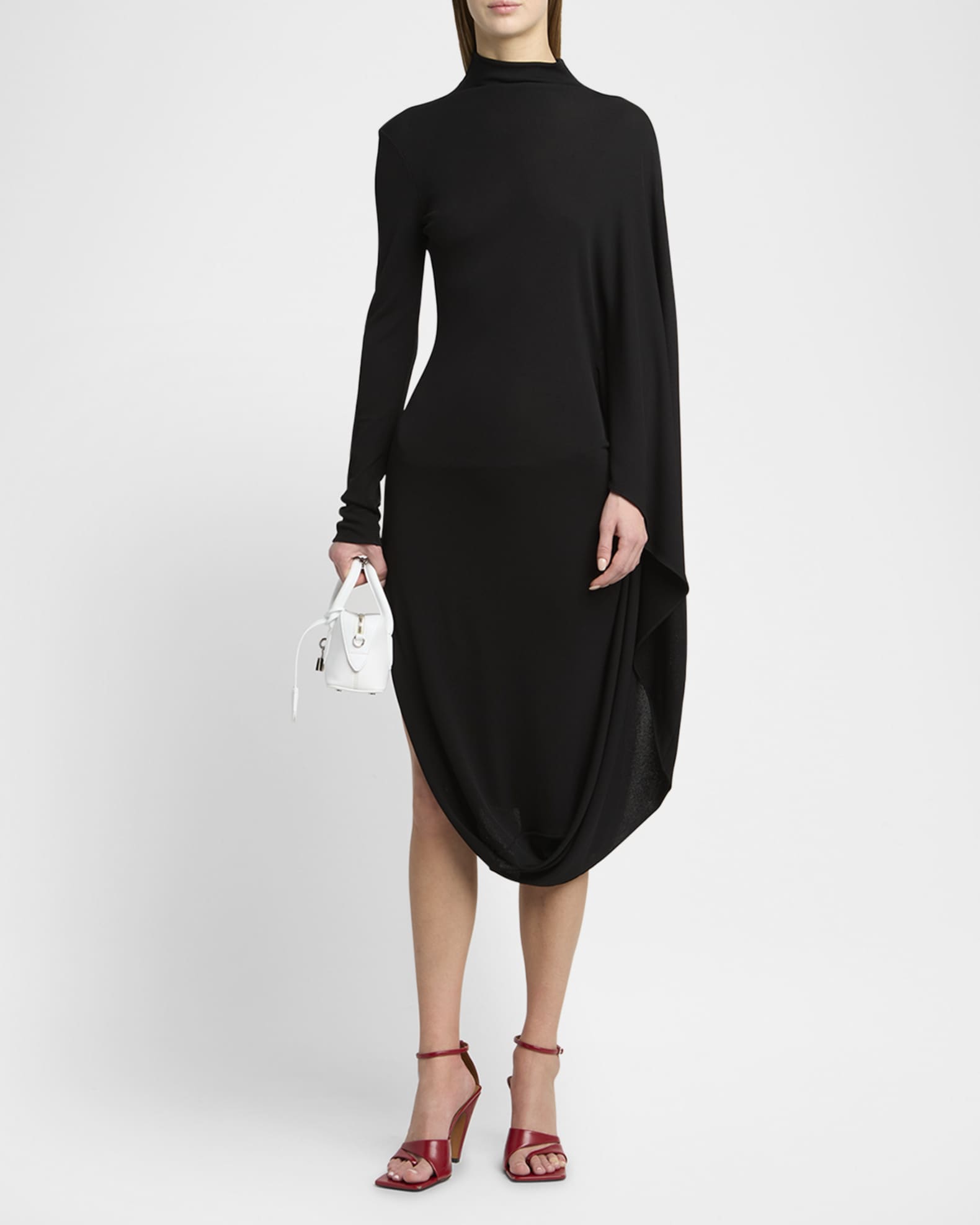High Neck Cape Viscose Dress 1