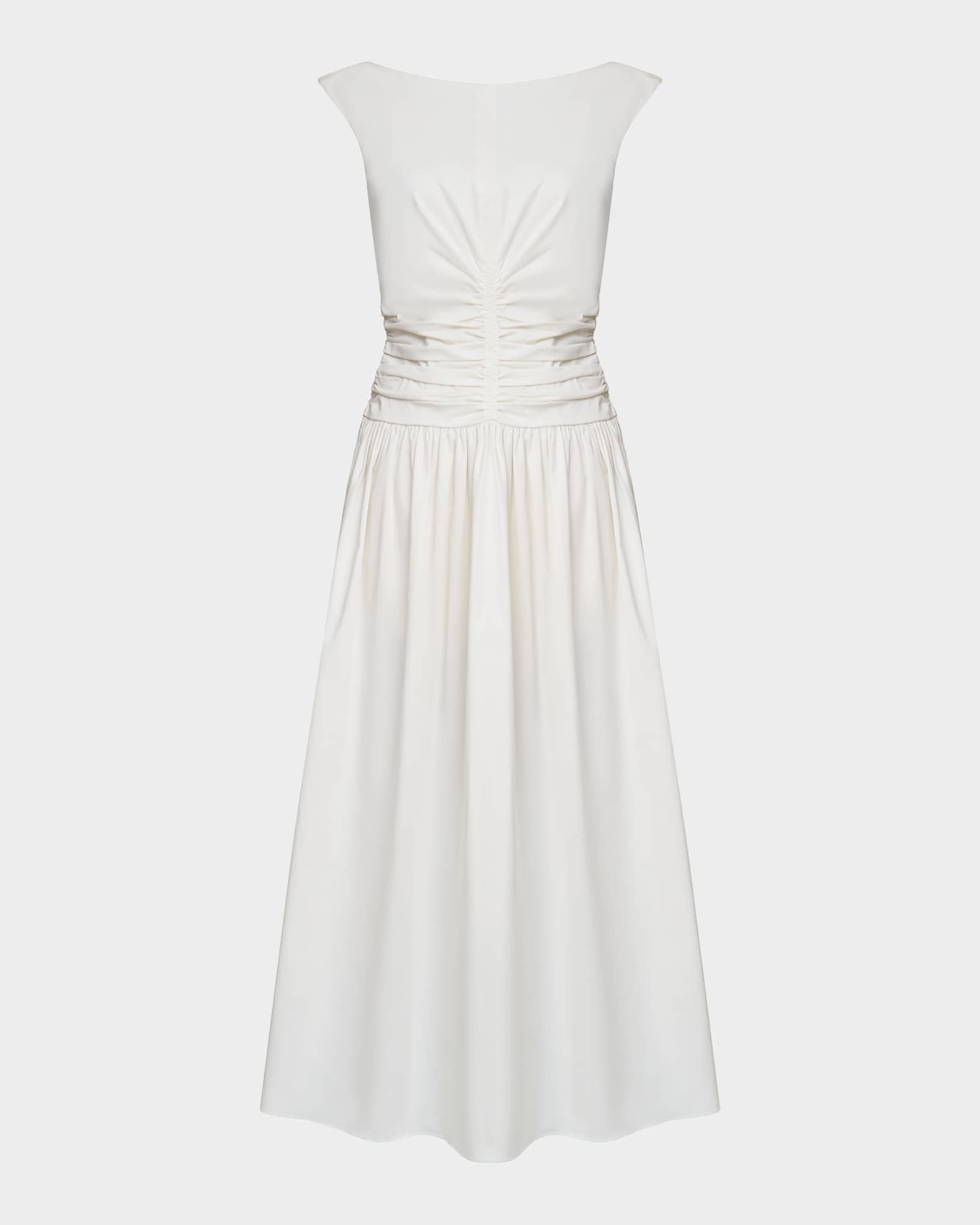 Imani Ruched Cotton Poplin Midi Dress