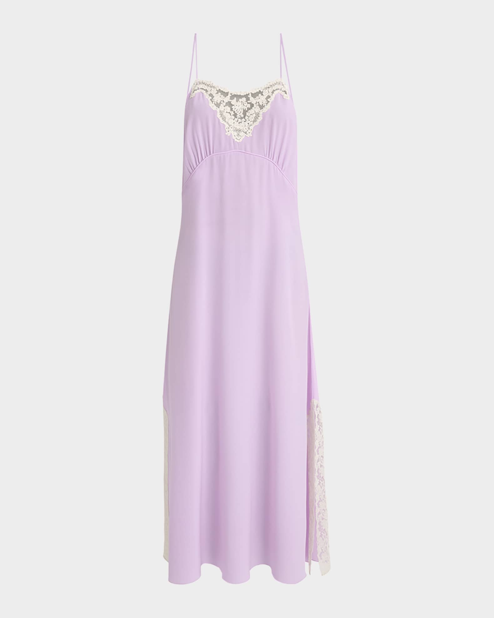 Slip Lace-detailing Midi Dress