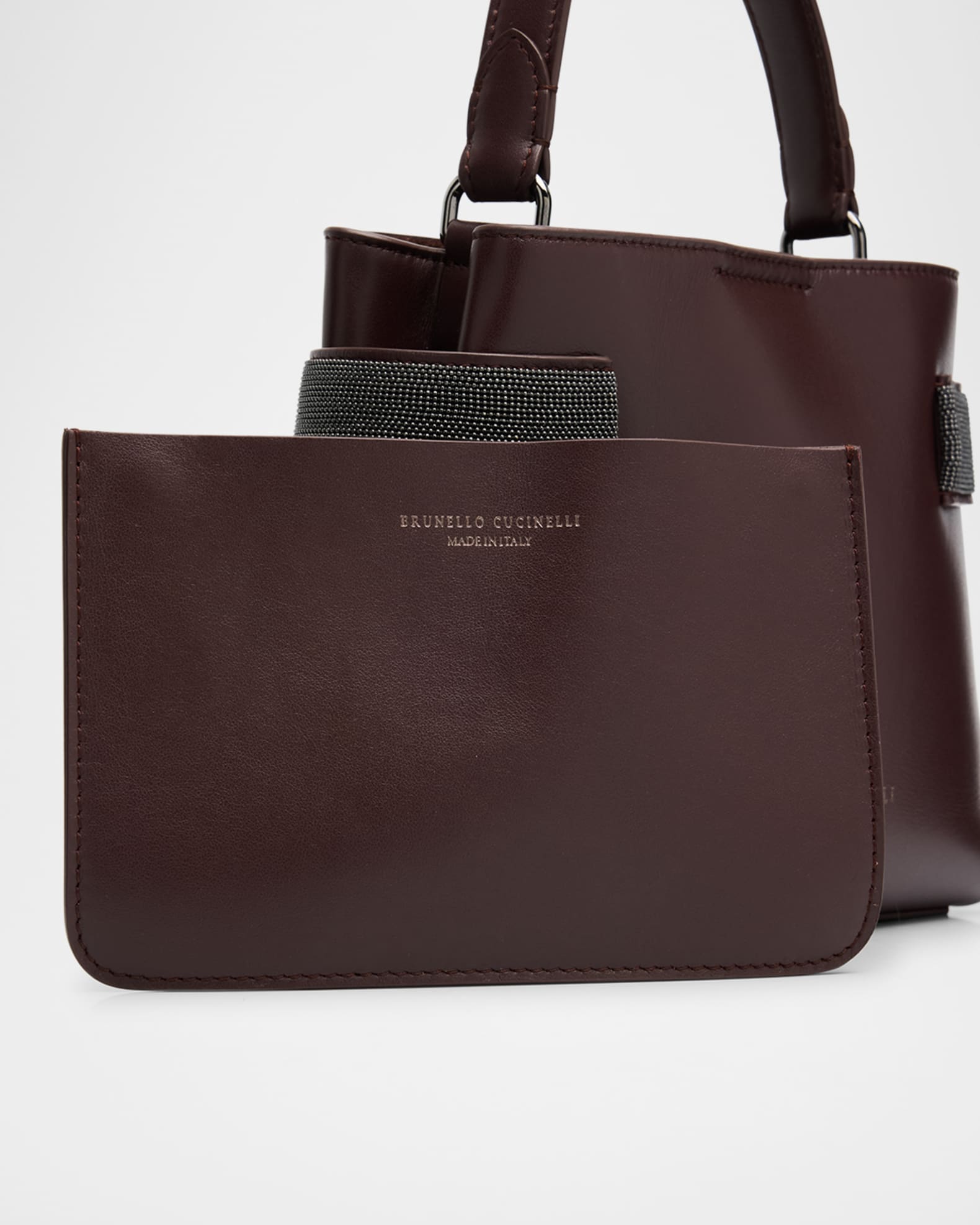 Brunello Cucinelli Essence Monili Leather Top-Handle Bag