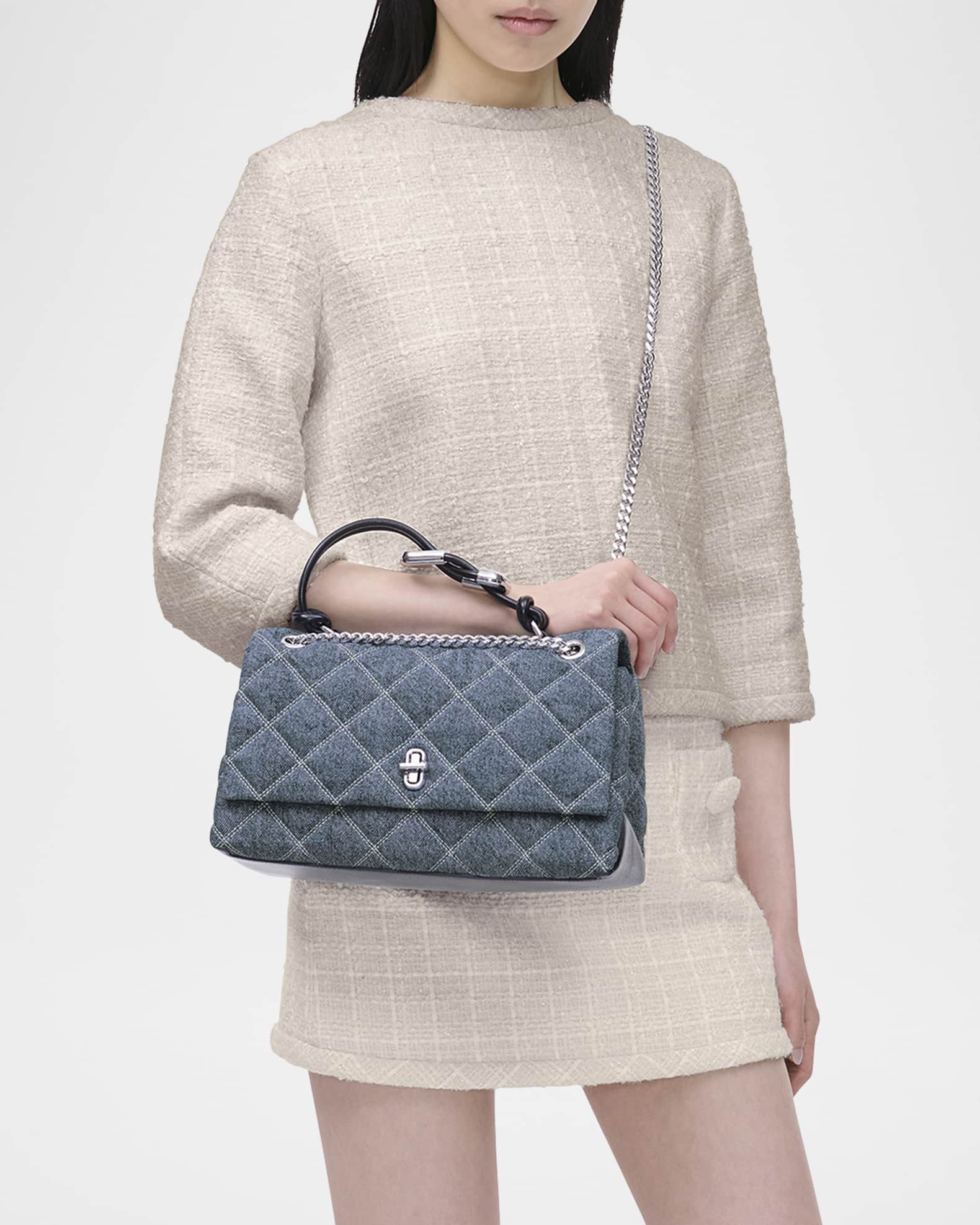 Dual Quilted Denim Shoulder Bag 1