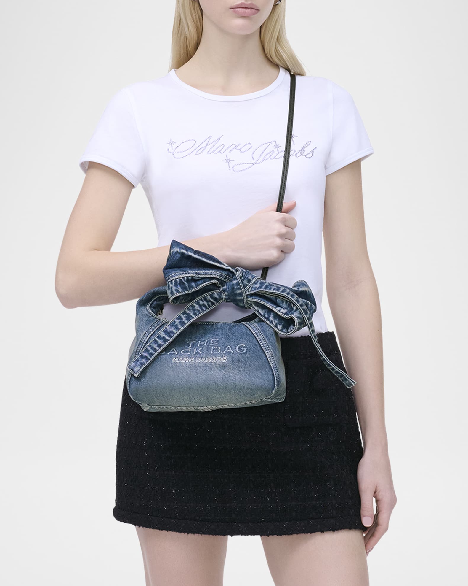 【Marc Jacobs】The Bow Denim Mini Sack Bag Marc Jacobs The Sack Bow Denim Top-Handle Bag | Neiman Marcus