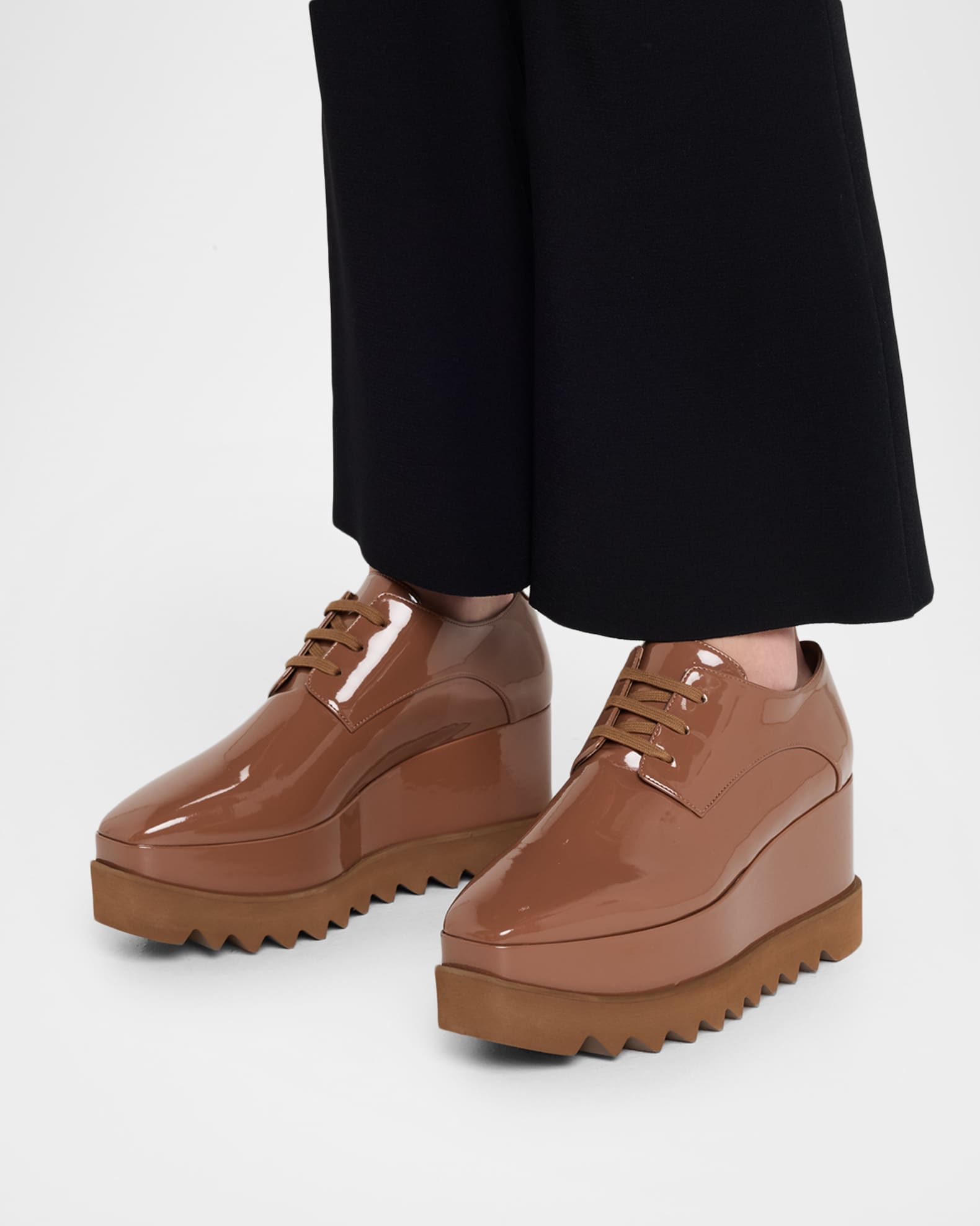 Stella McCartney Elyse Shiny Patent Wedge Sneakers | Neiman Marcus