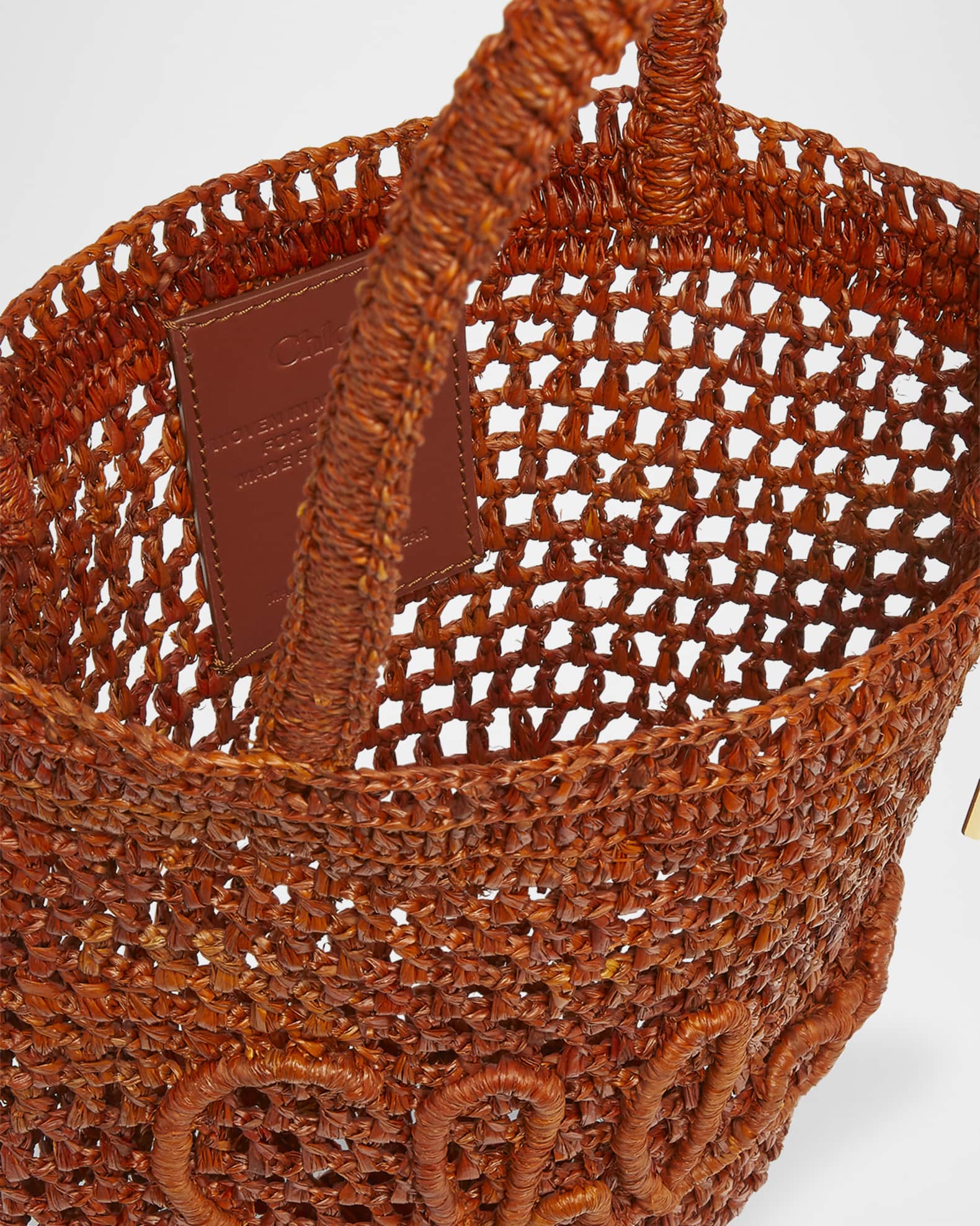 CHLOE クロエ かごバッグ Summer Banana Toteチェーン＆チャーム Chloe Summer Banana Tote Bag in Crochet Paper and Leather