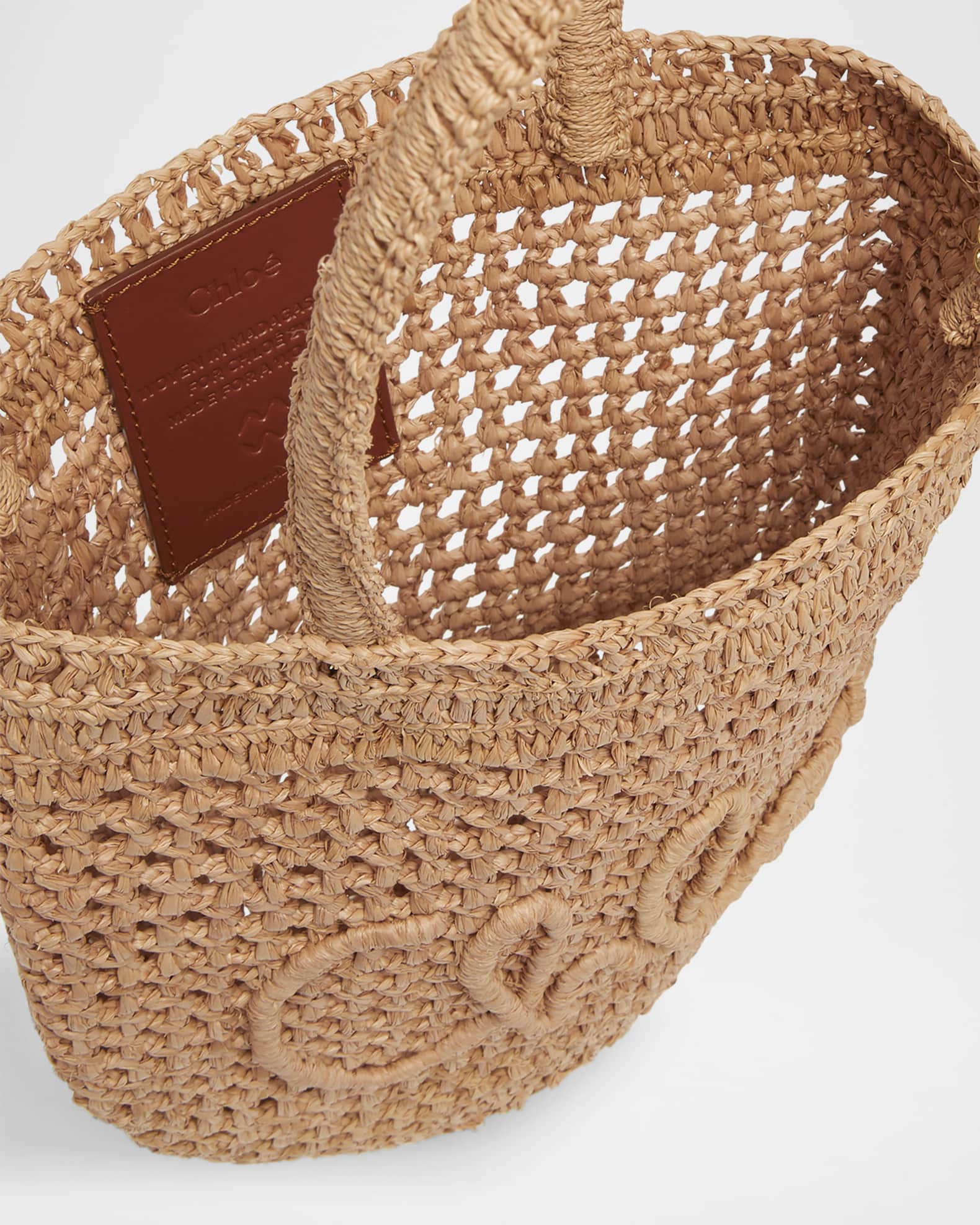Summer Banana Small Tote Bag in Crochet Paper and Leather