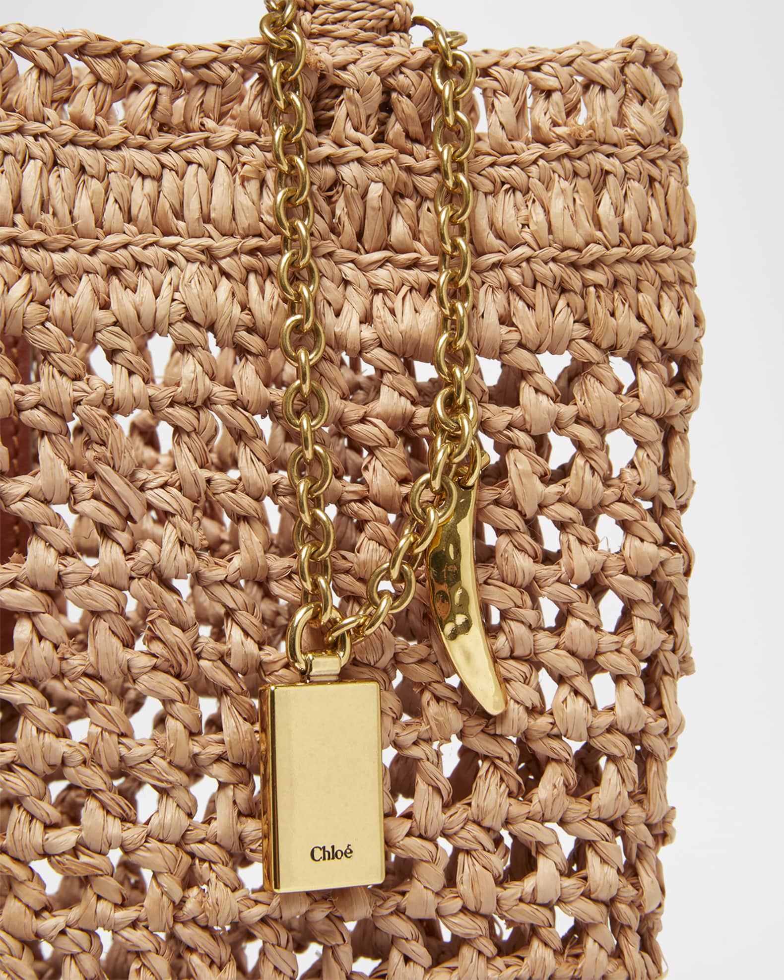 Summer Banana Small Tote Bag in Crochet Paper and Leather