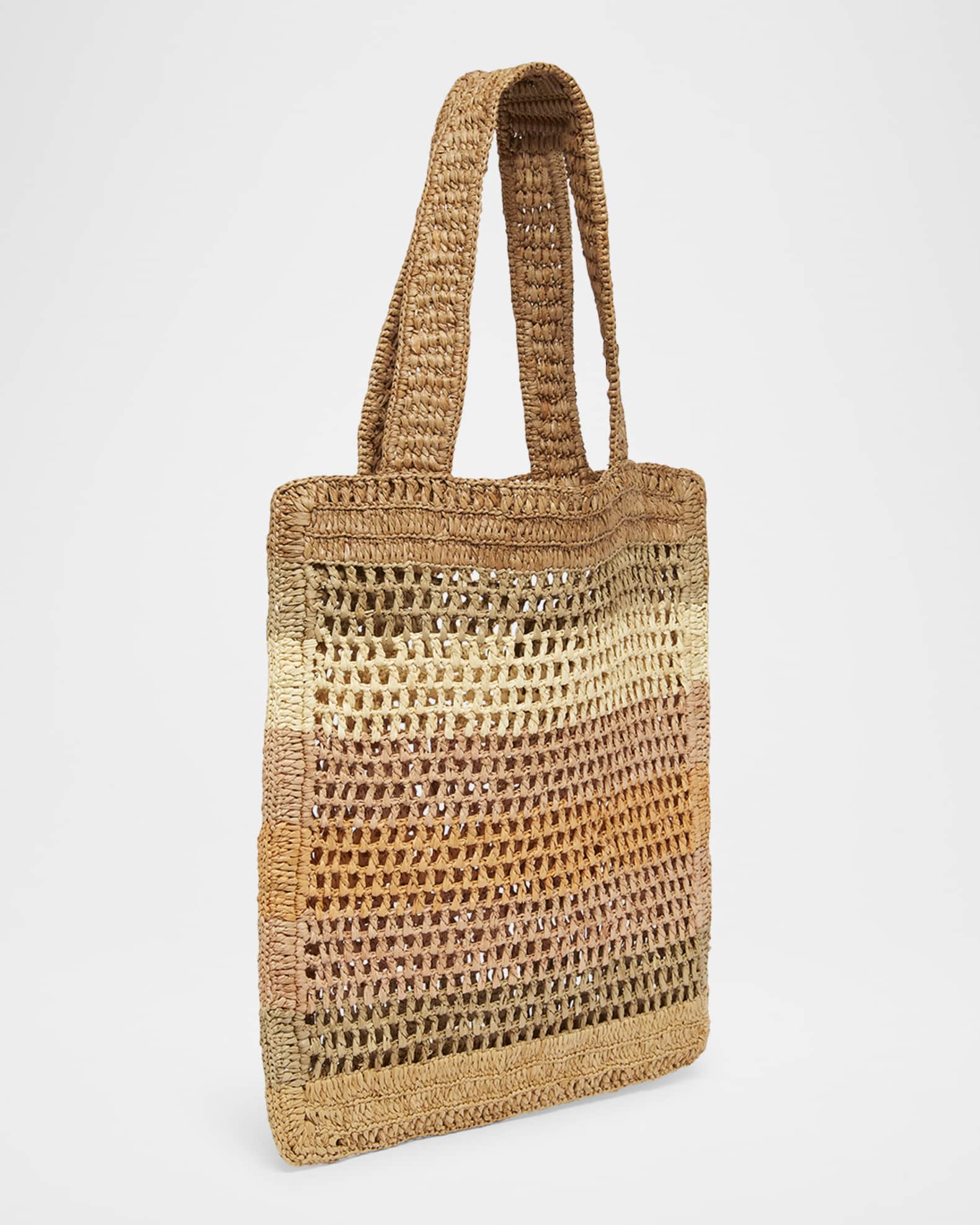 トートバッグ CHLOE SMALL SUMMER BANANA TOTE BAG IN BROWN Chloe Summer Banana Small Tote Bag in Crochet Paper and