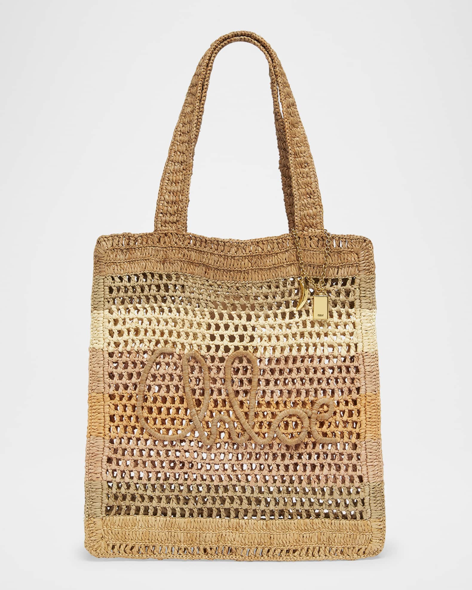 トートバッグ Chloe SS25 Summer Banana Crochet Tote Bag Chloe Summer Banana Tote Bag in Crochet Fabric | Neiman Marcus