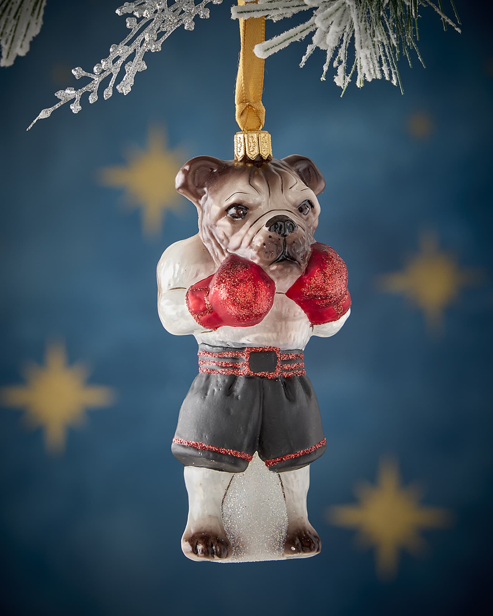 Boxing Dog Christmas Ornament 0
