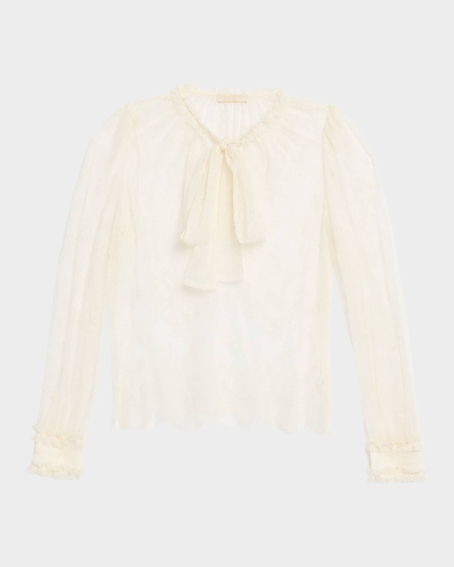 Iliana Lace Neck-Tie Blouse 0