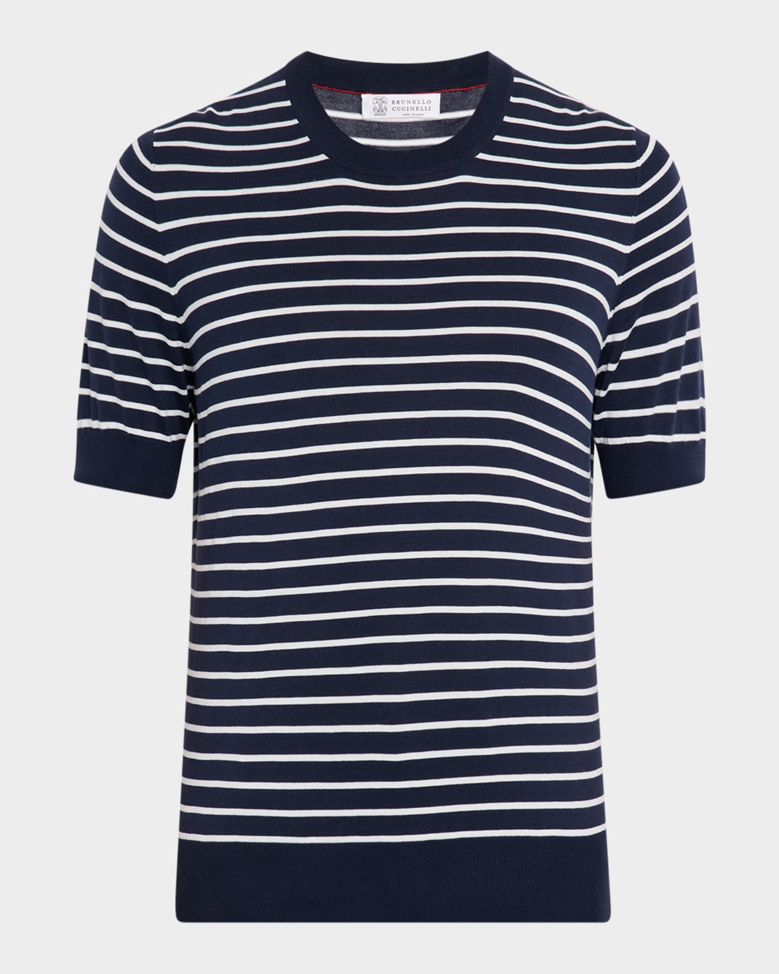Brunello Cucinelli Men's Stripe Short-Sleeve Sweater
