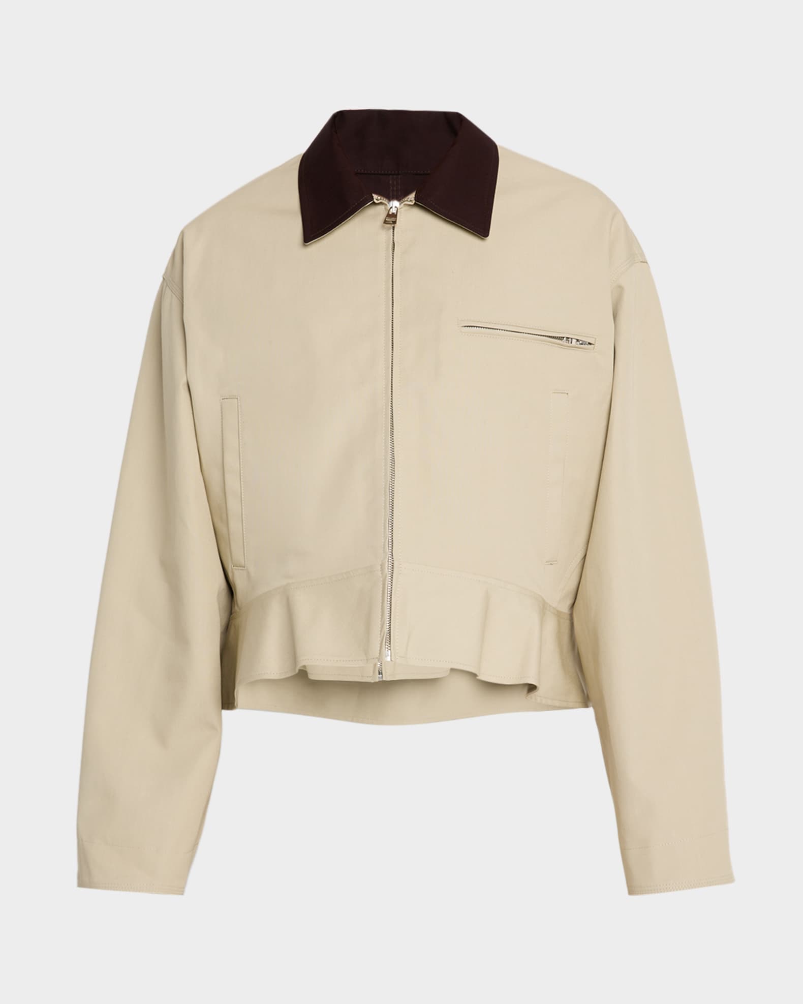 JW Anderson ショート丈ボンバー JW Anderson Men's Curved-Hem Cotton Workwear Jacket | Neiman Marcus