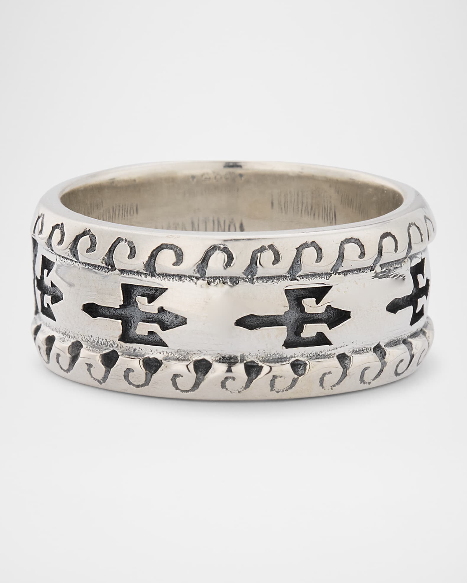 Men's Hydra Sterling Silver Band Ring 0