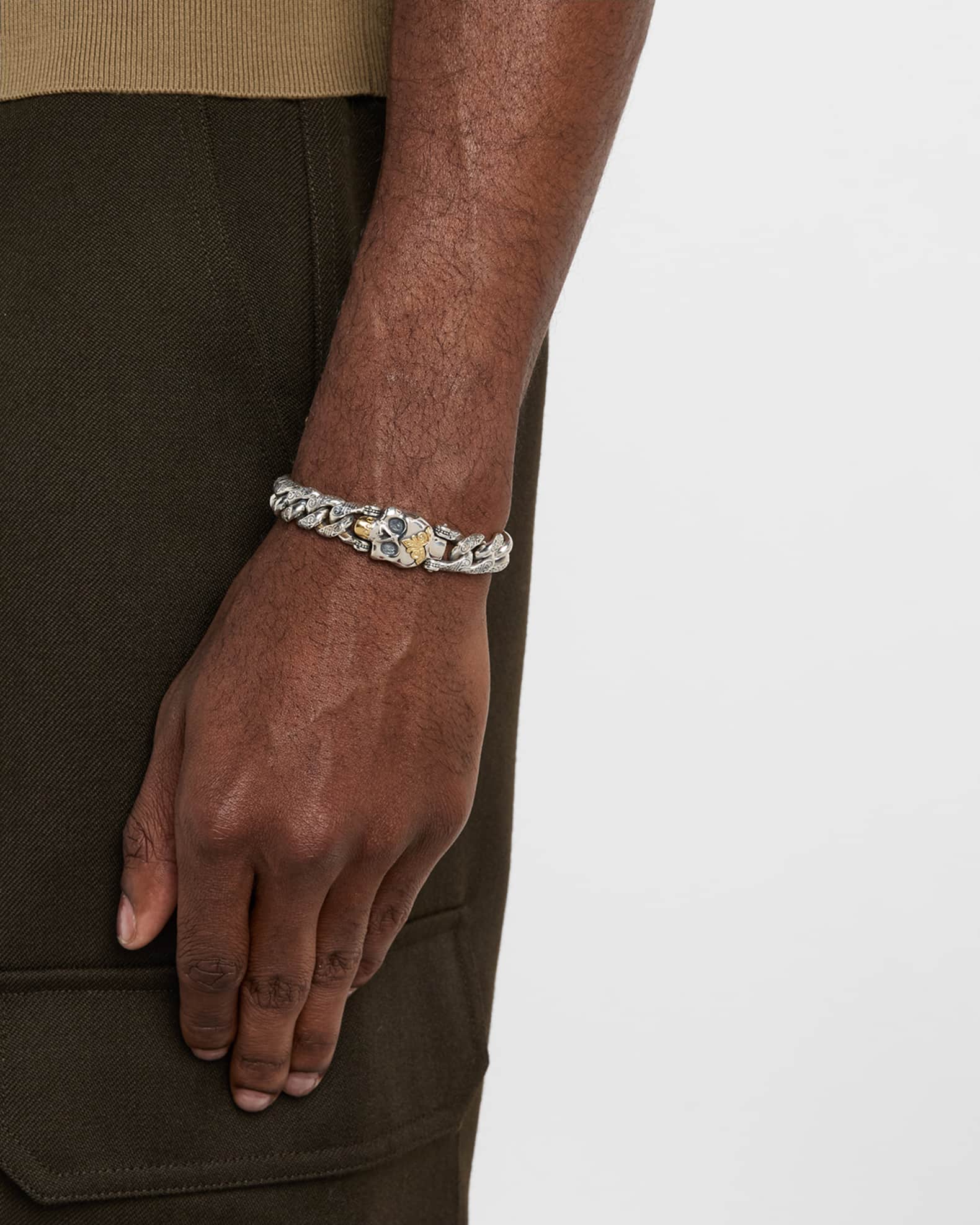 Men's Hydra Sterling Silver and 18K Gold Skull Bracelet 1