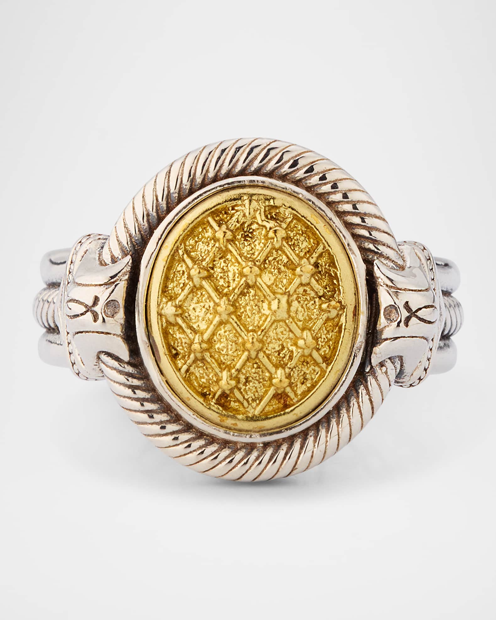 Men's Kavos Sterling Silver and Bronze Signet Ring 0
