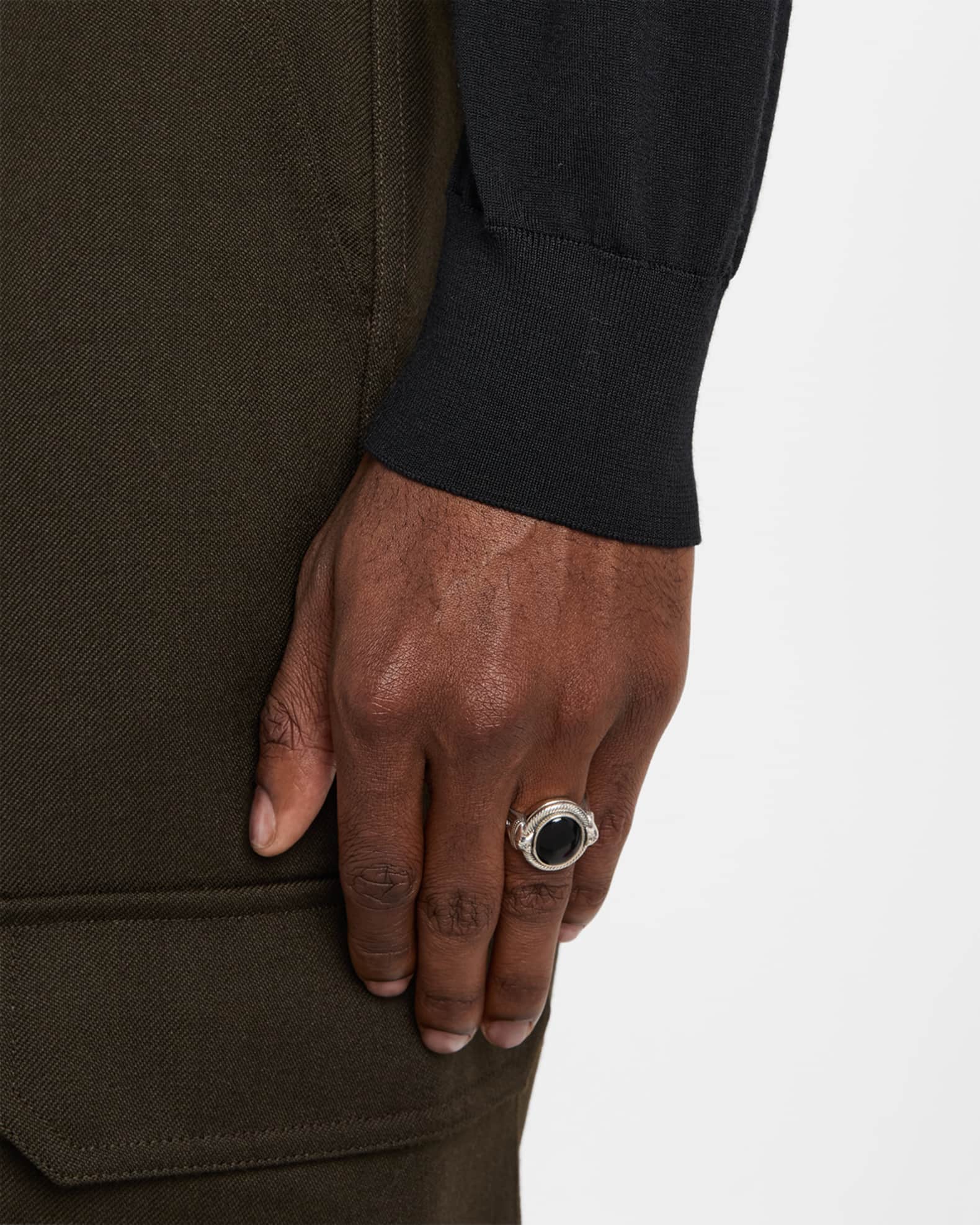 Men's Sterling Silver and Black Onyx Signet Ring 1