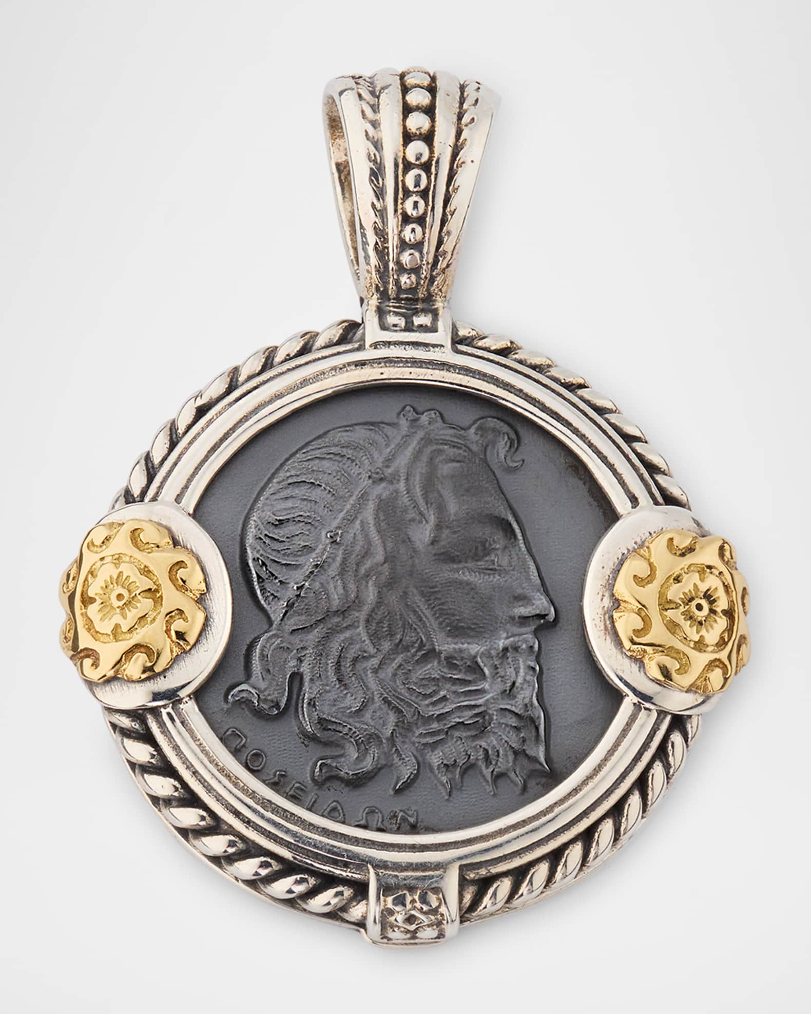 Men's Hydra Hematite Coin Pendant 0