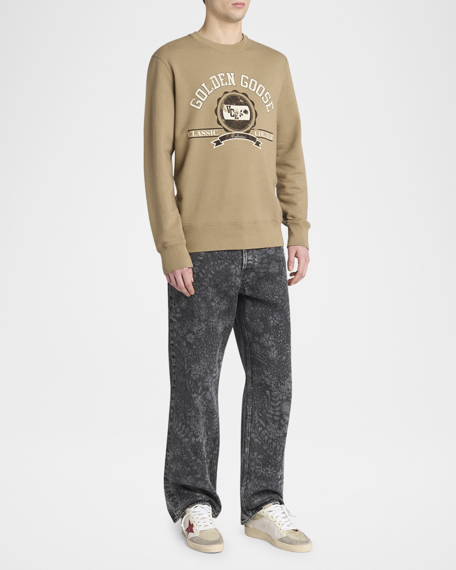 Golden Goose Men's Ball Star Mesh and Leather Low-Top