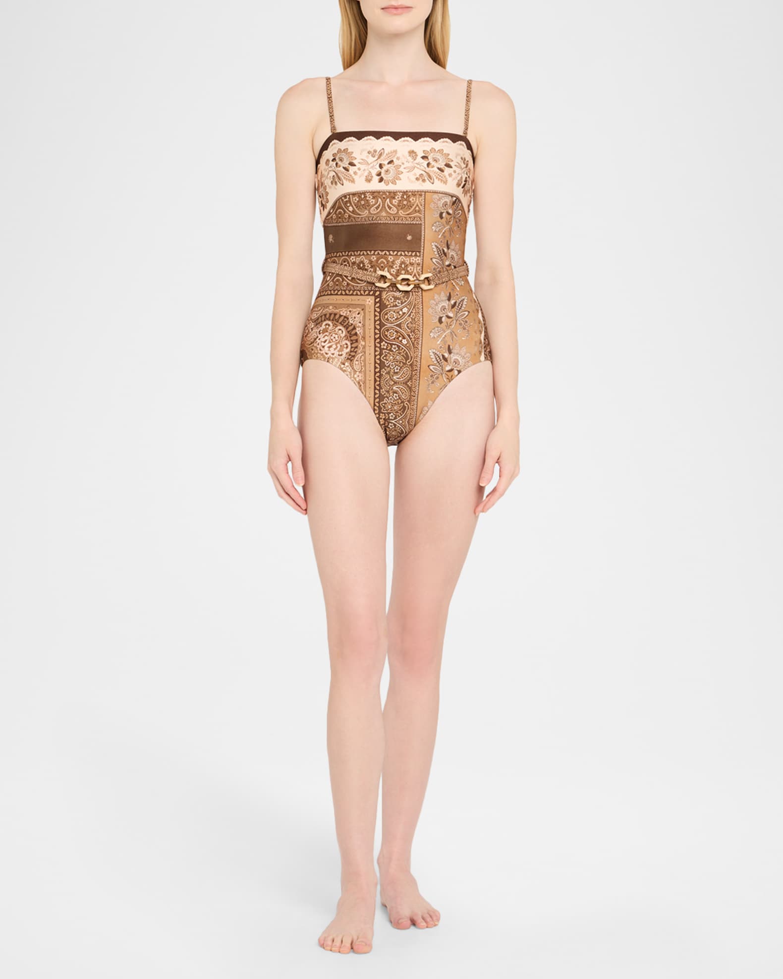 【Zimmermann】Lucky embellished printed swimsuit Lucky embellished printed swimsuit in brown - Zimmermann