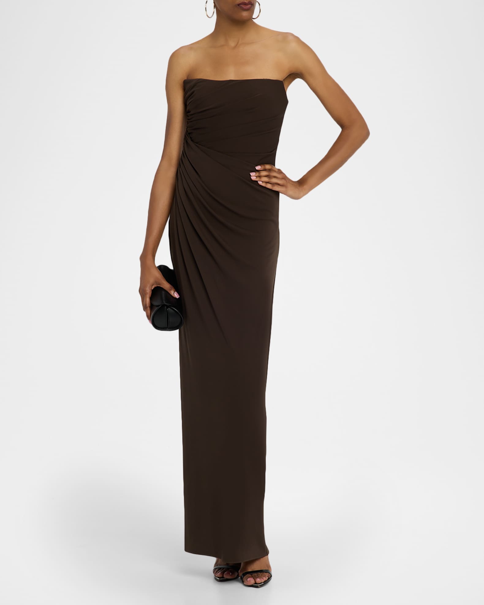 Halston Patrice Strapless Draped Matte Jersey Gown Neiman Marcus