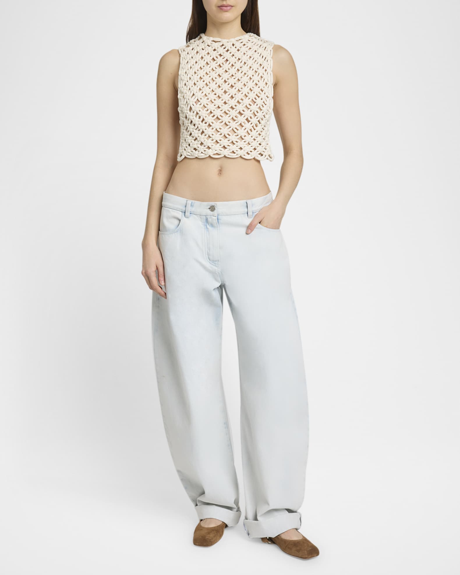 ALAIA Rounded Low-Rise Jeans | Neiman Marcus