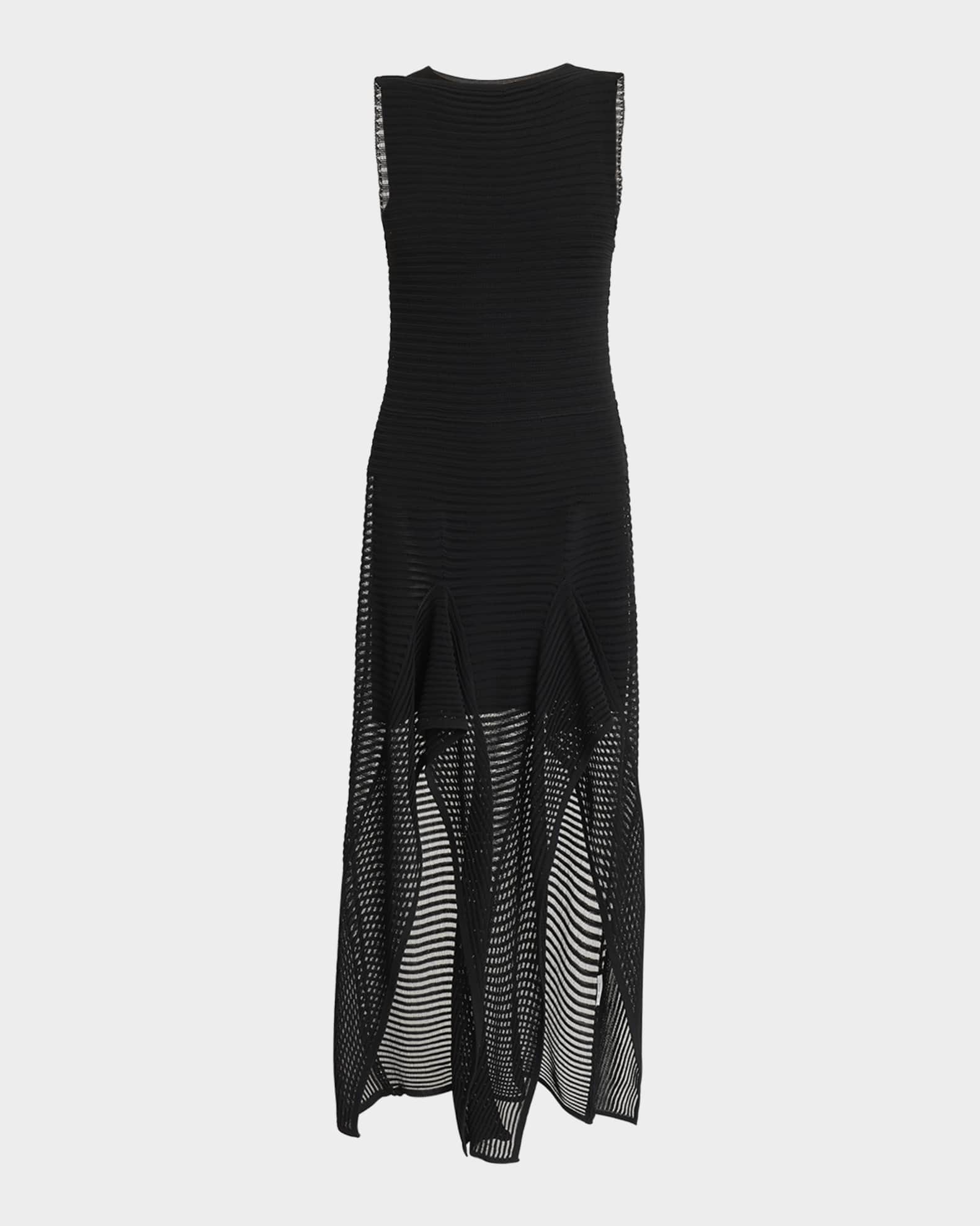 Sleeveless Ruffled Ladder Knit Maxi Dress 0