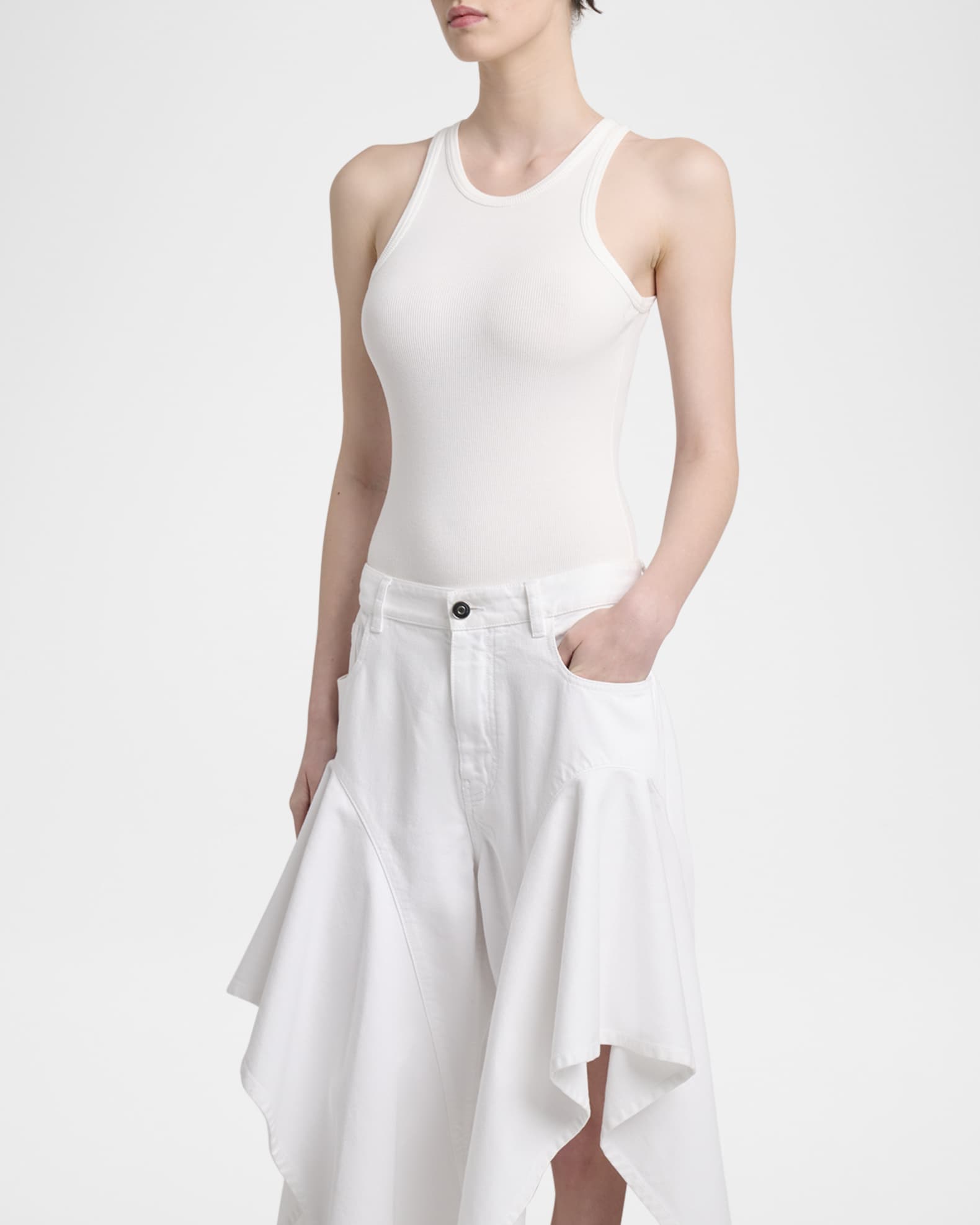 ALAIA Ribbed Sleeveless Bodysuit | Neiman Marcus