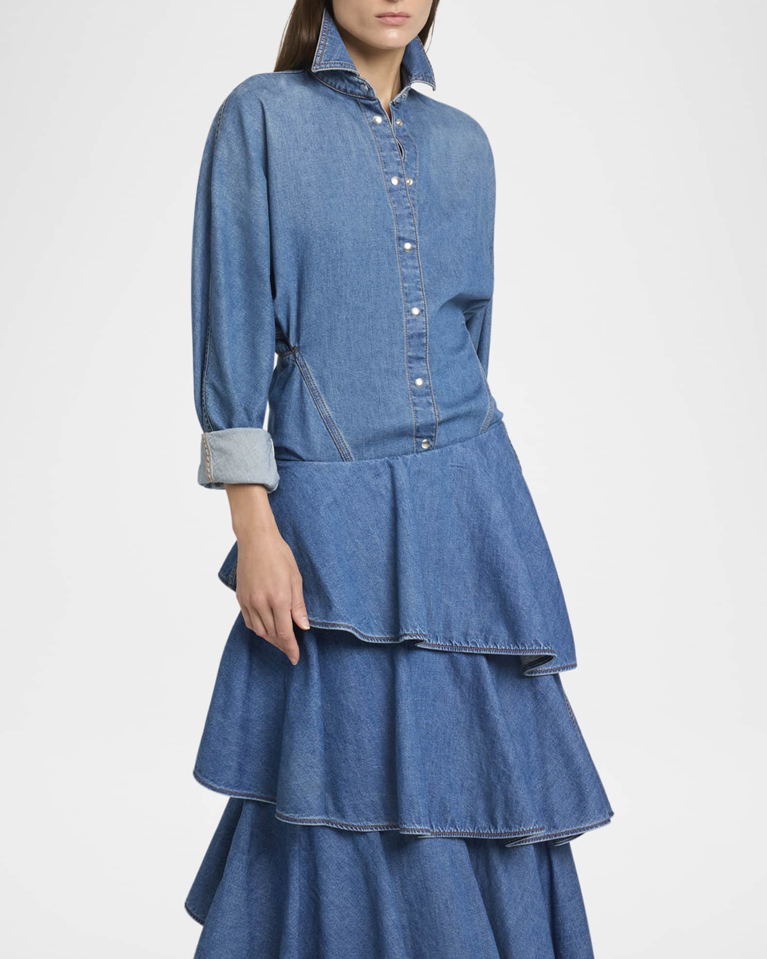 【関税込み】ALAIA Denim shirt dress Alaïa Denim shirt dress long sleeves | The Fashion Square