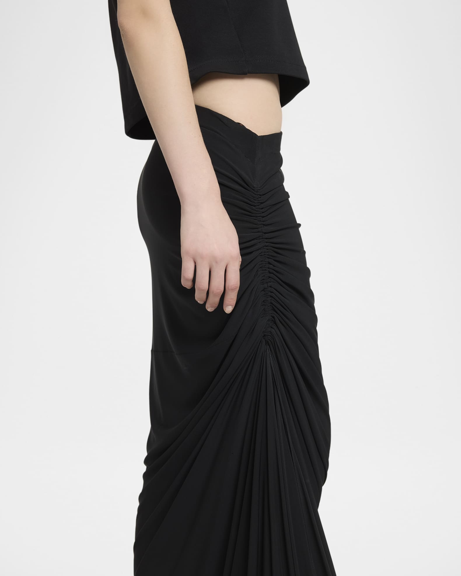 ALAIA Ruched Long Skirt | Neiman Marcus